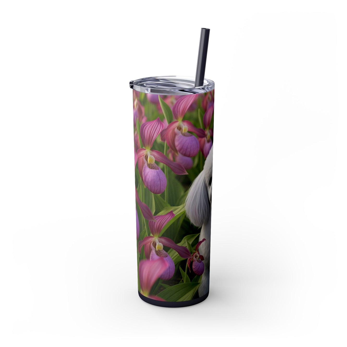Toy Poodle Skinny Tumbler with Straw, 20oz