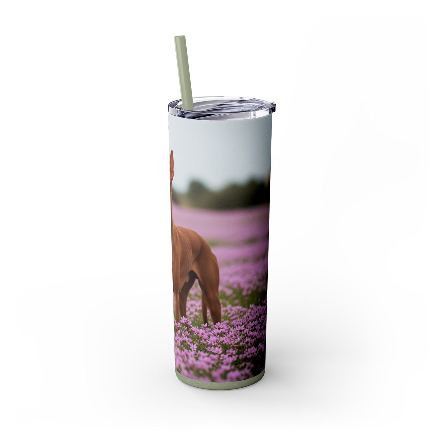 Pharaoh Hound Skinny Tumbler with Straw, 20oz
