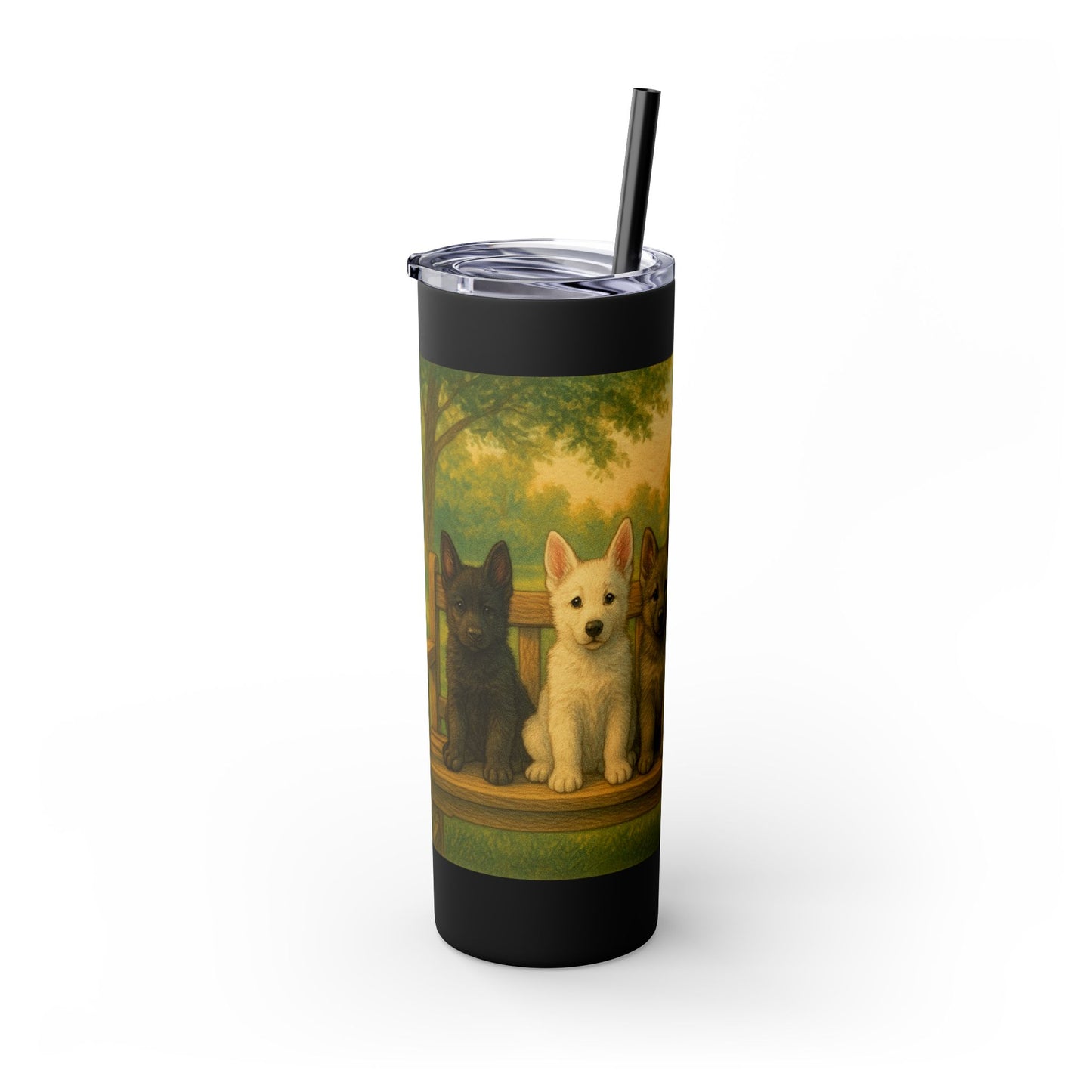 German Shepherd puppies Tumbler with Straw, 20oz