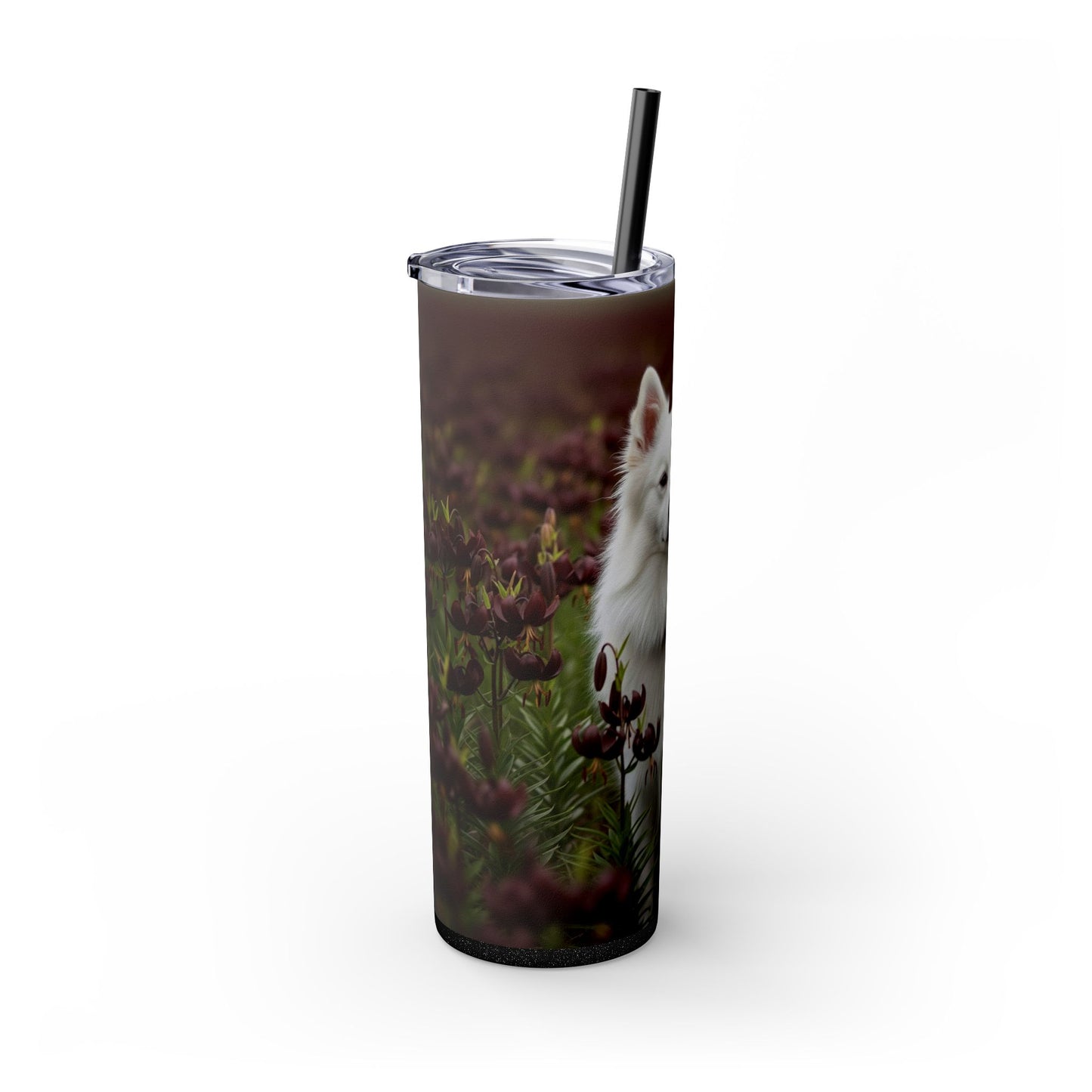 American Eskimo Dog Skinny Tumbler with Straw, 20oz