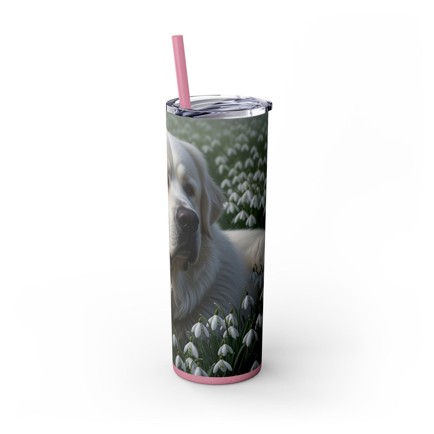 Pyrenean Mastiff Skinny Tumbler with Straw, 20oz