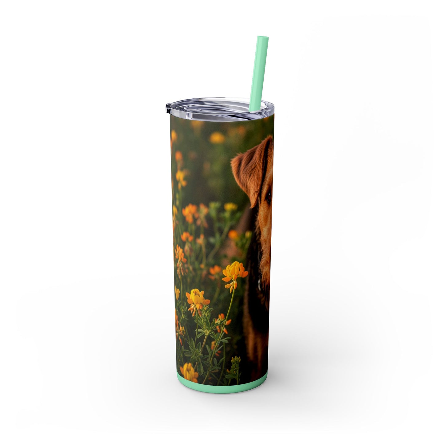 Airedale Terrier Skinny Tumbler with Straw, 20oz