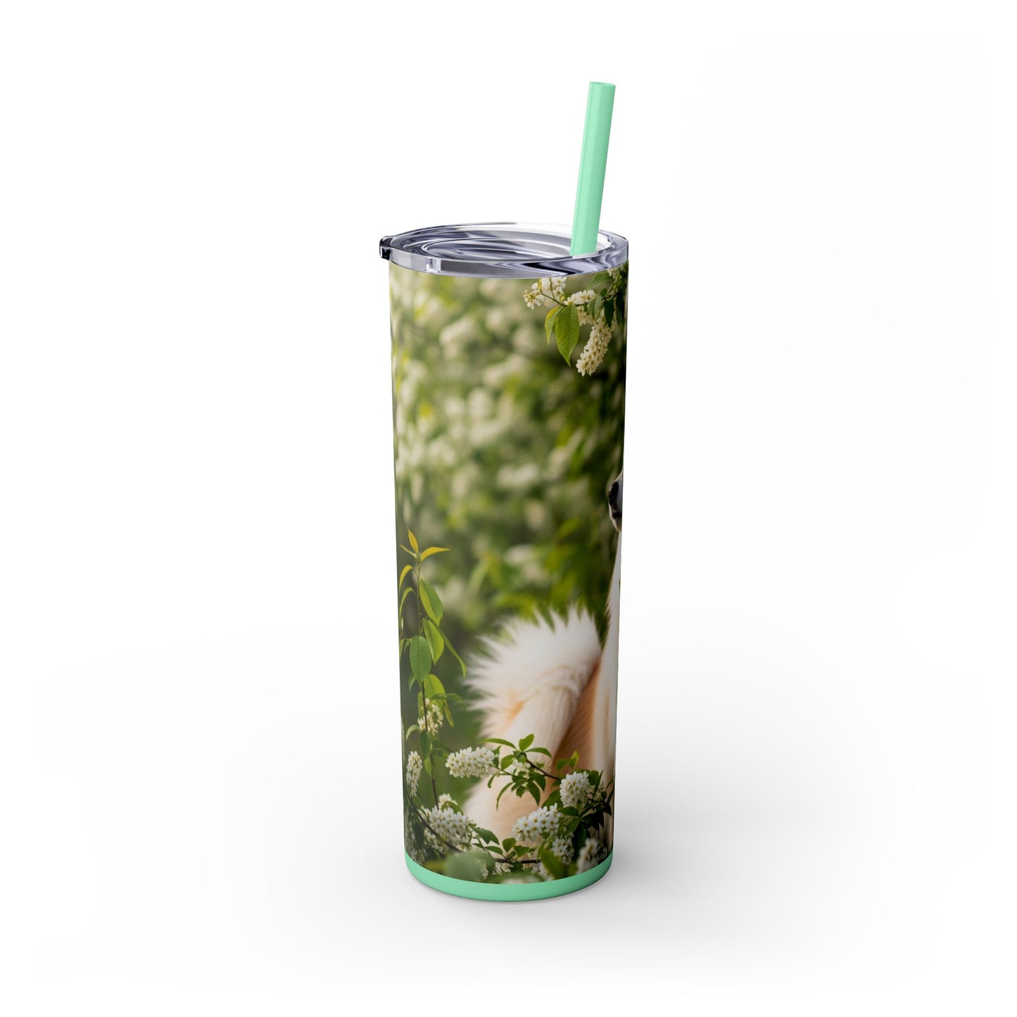 Finnish Spitz Skinny Tumbler with Straw, 20oz
