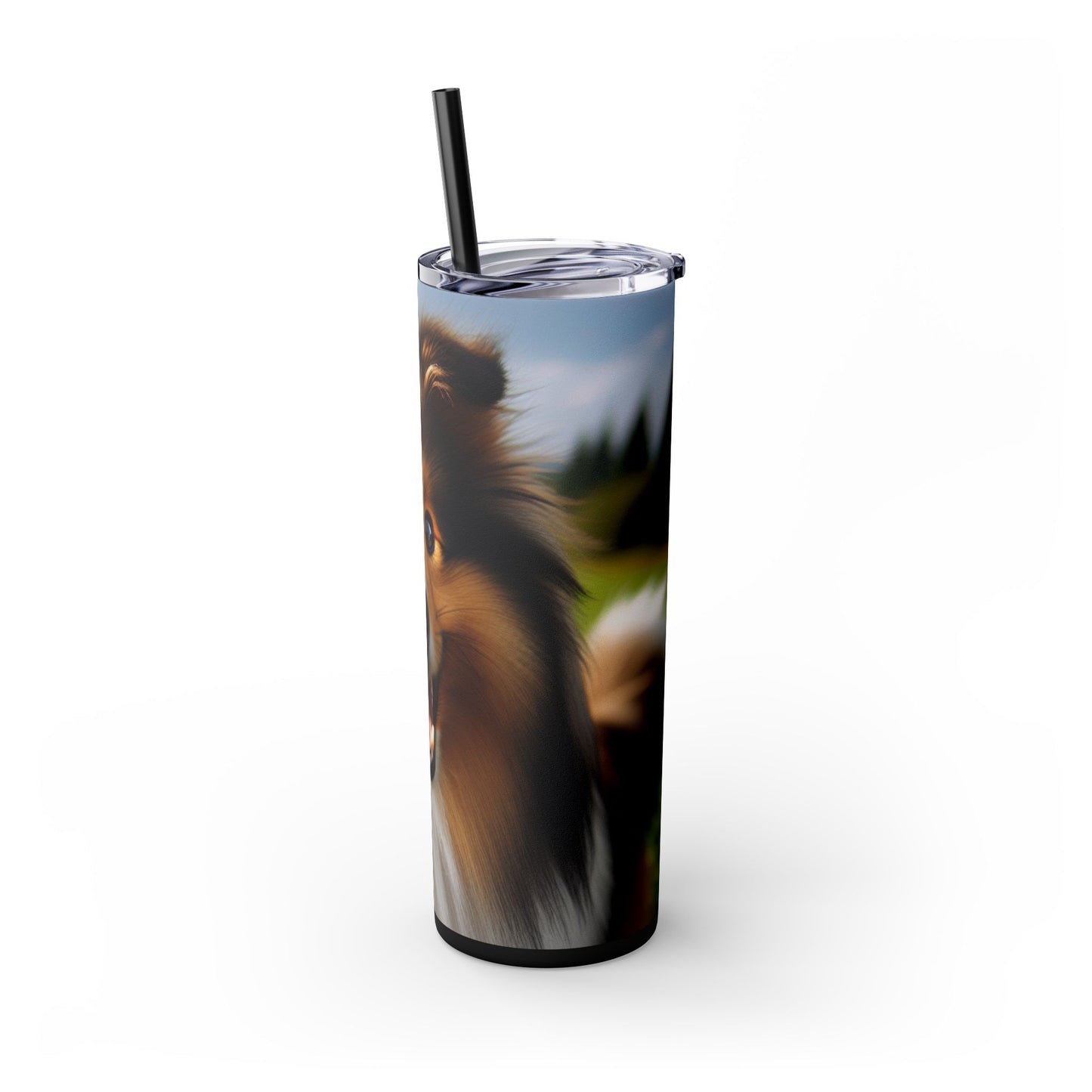 Shetland Sheepdog Skinny Tumbler with Straw, 20oz