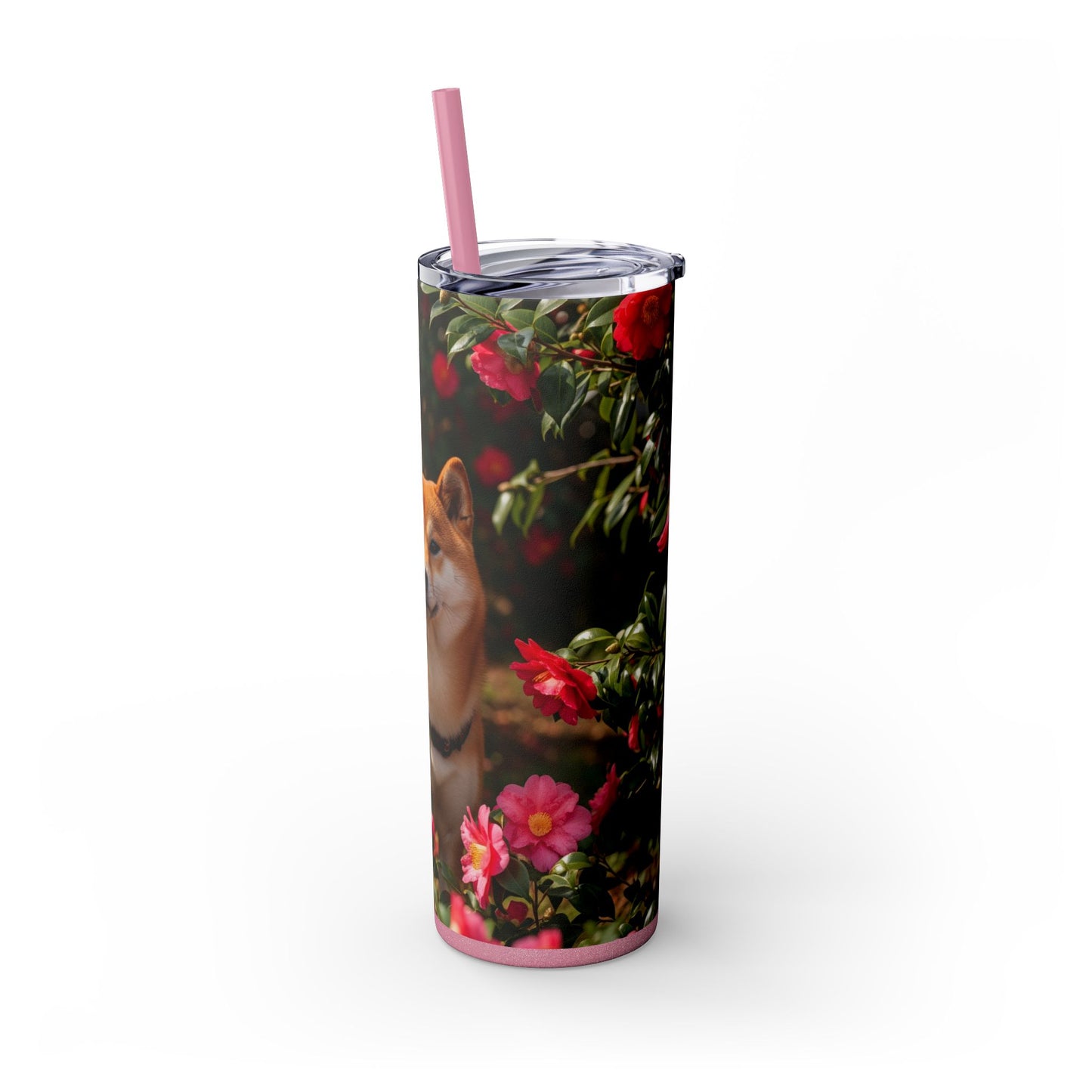 Shiba Inu Skinny Tumbler with Straw, 20oz