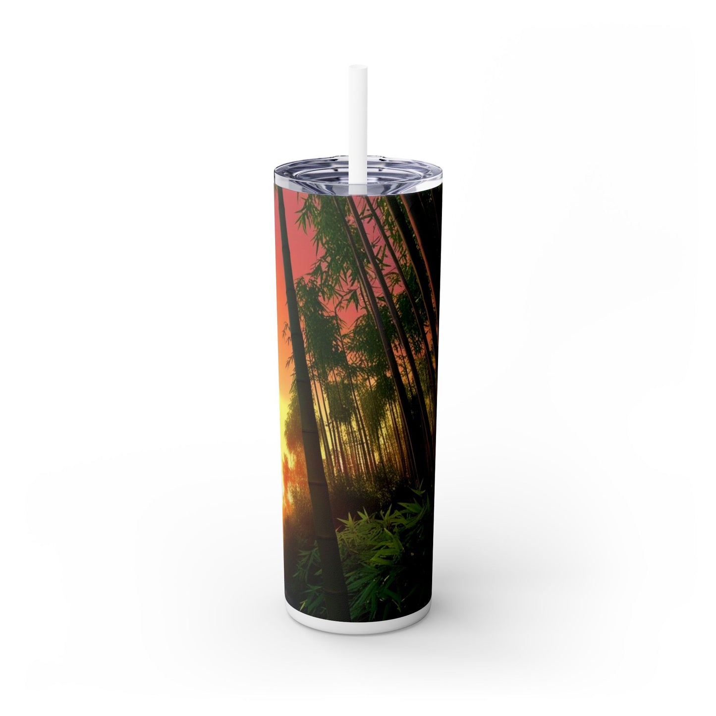 Bamboo Forest Sunrise Skinny Tumbler with Straw, 20oz