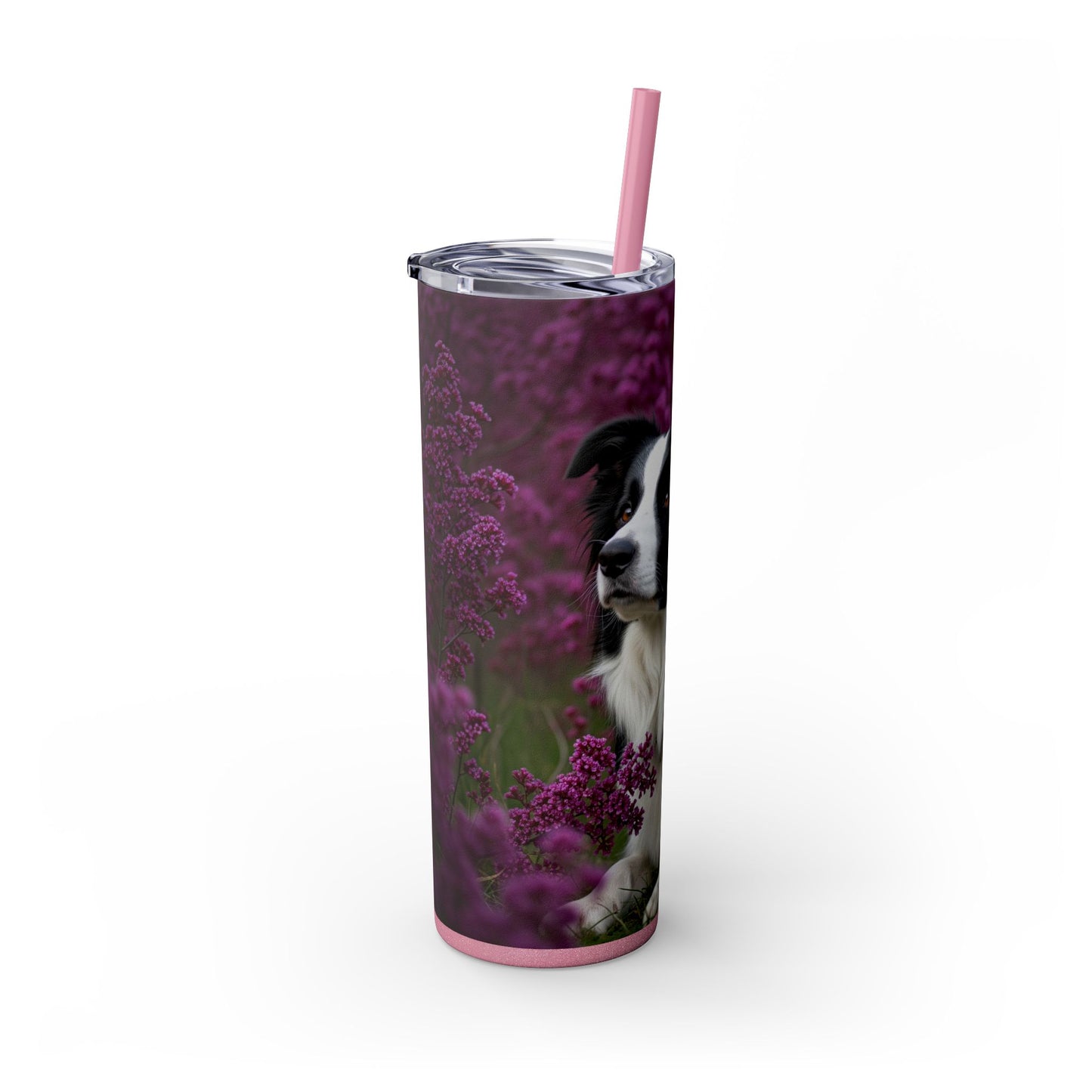 Border Collie Skinny Tumbler with Straw, 20oz