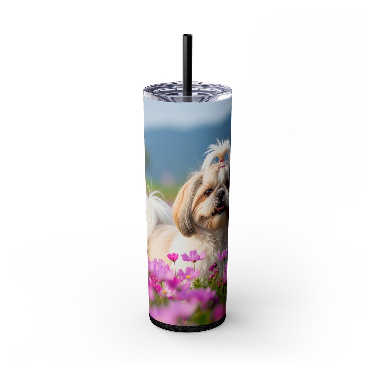 Shih Tzu Skinny Tumbler with Straw, 20oz