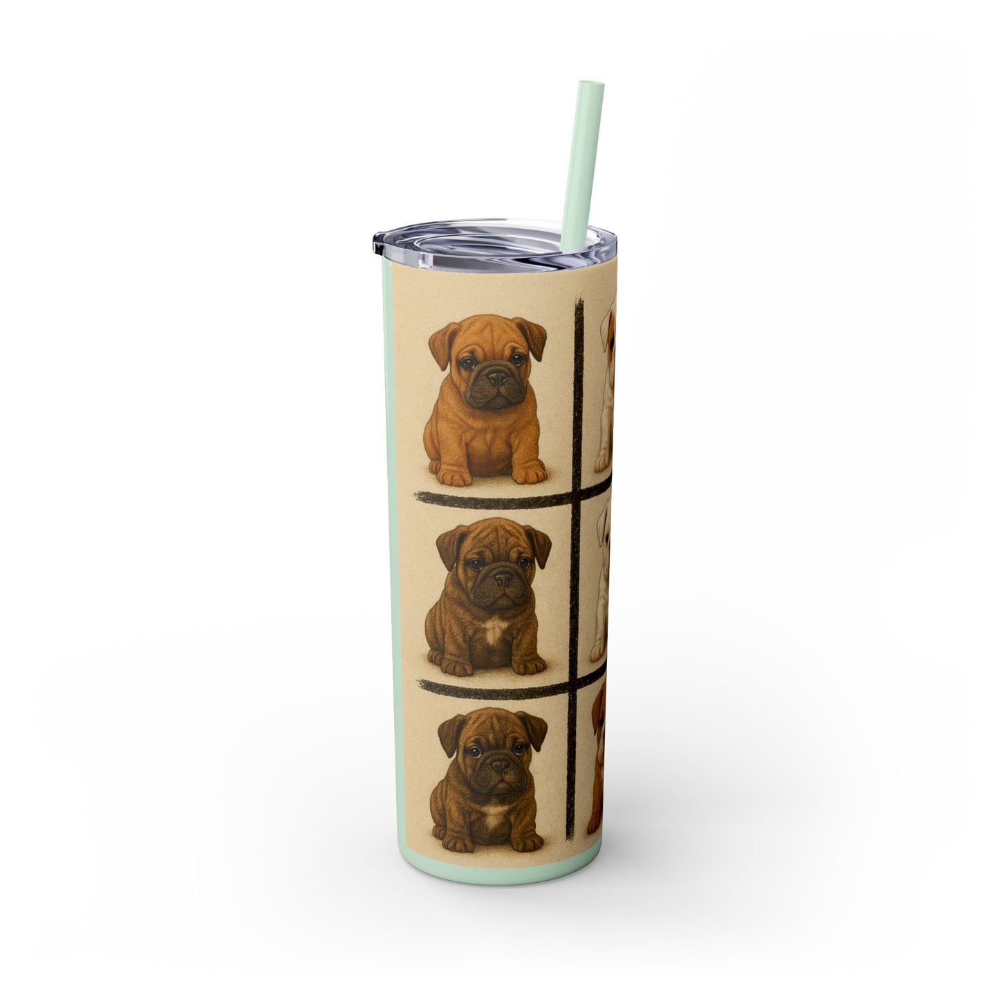Bulldog puppies Tumbler with Straw, 20oz