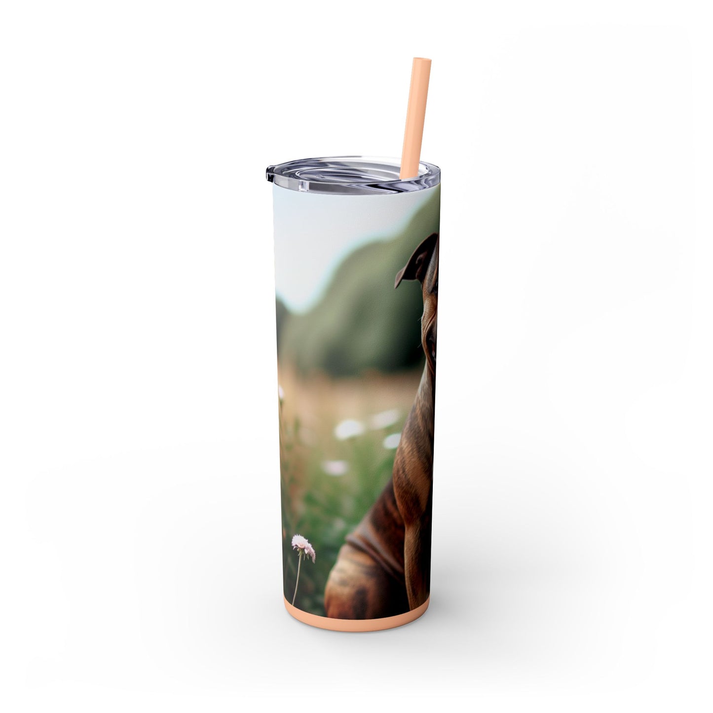 Staffordshire Bull Terrier Skinny Tumbler with Straw, 20oz