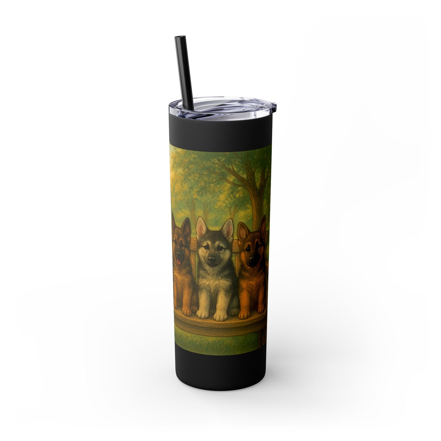 German Shepherd puppies Tumbler with Straw, 20oz
