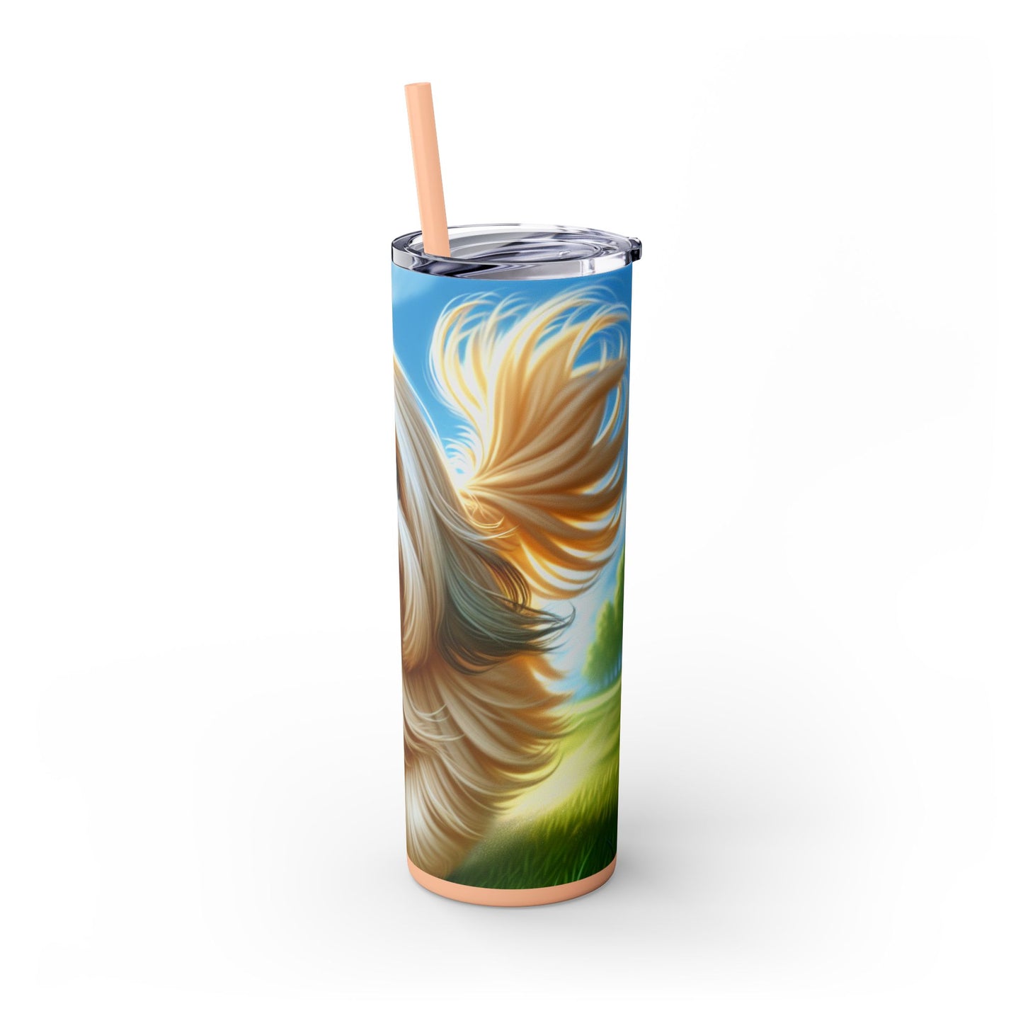 Lhasa Apso Skinny Tumbler with Straw, 20oz