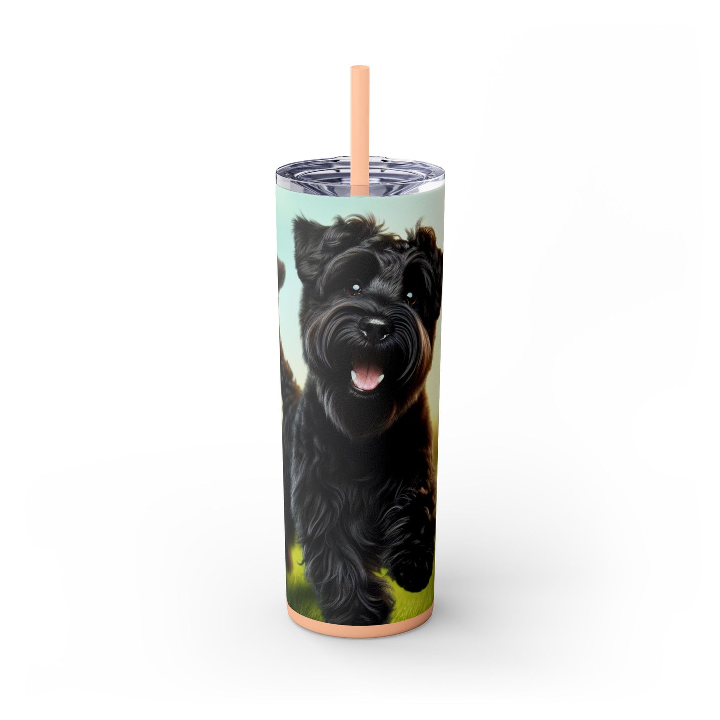Russian Black Terrier Skinny Tumbler with Straw, 20oz