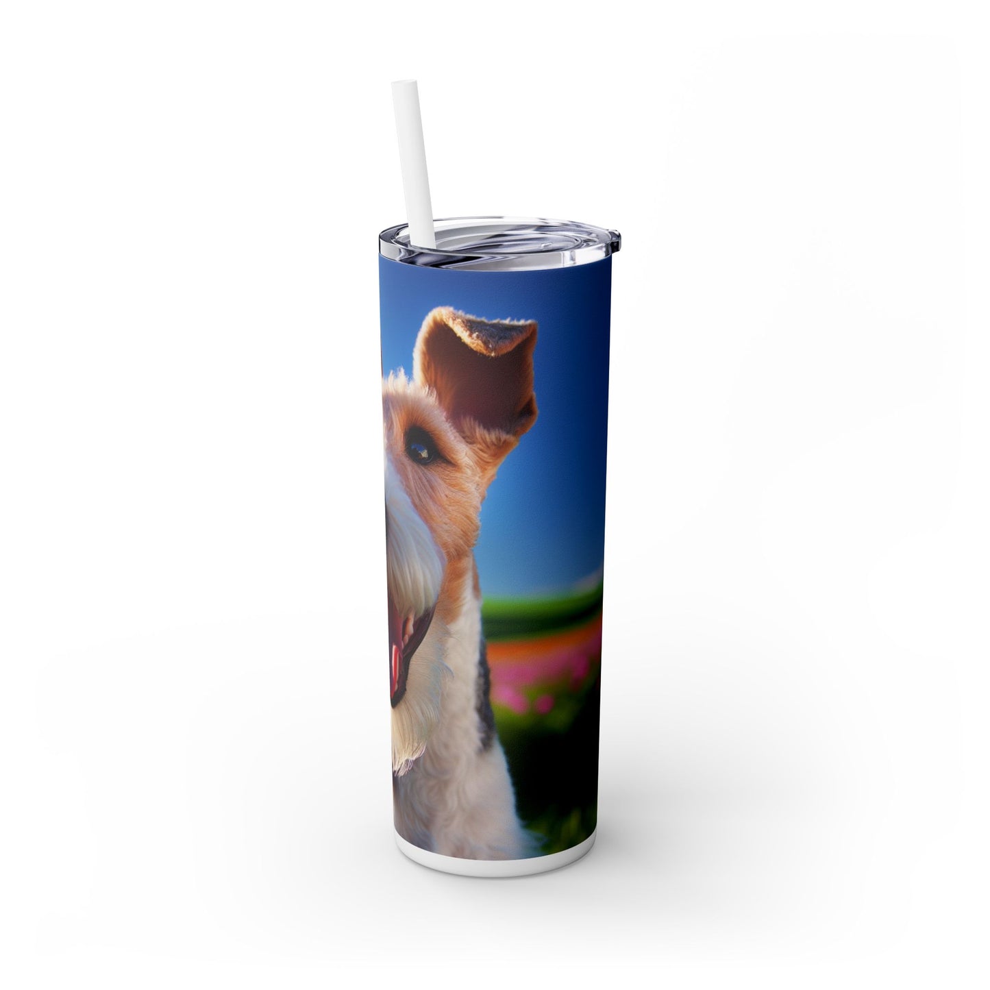Wire Fox Terrier Skinny Tumbler with Straw, 20oz