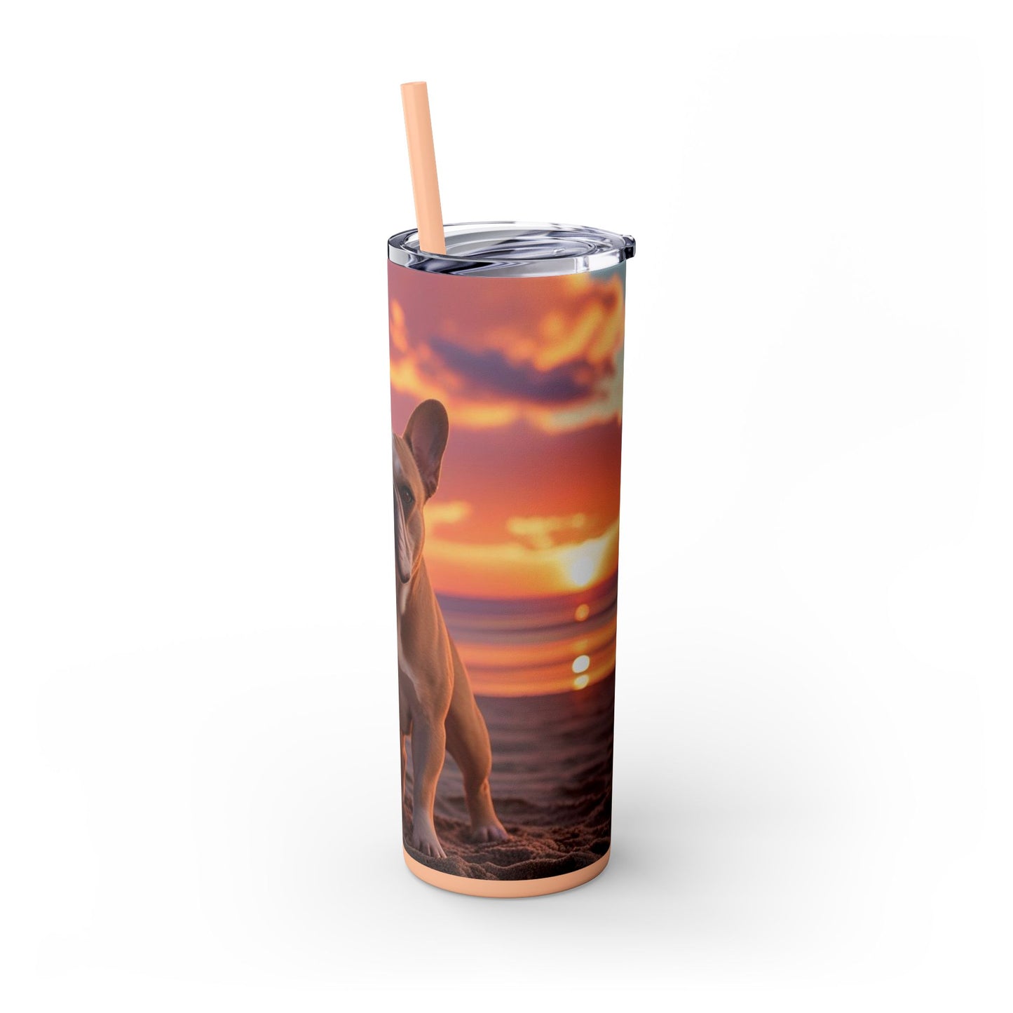 French Bulldog Love Skinny Tumbler with Straw, 20oz