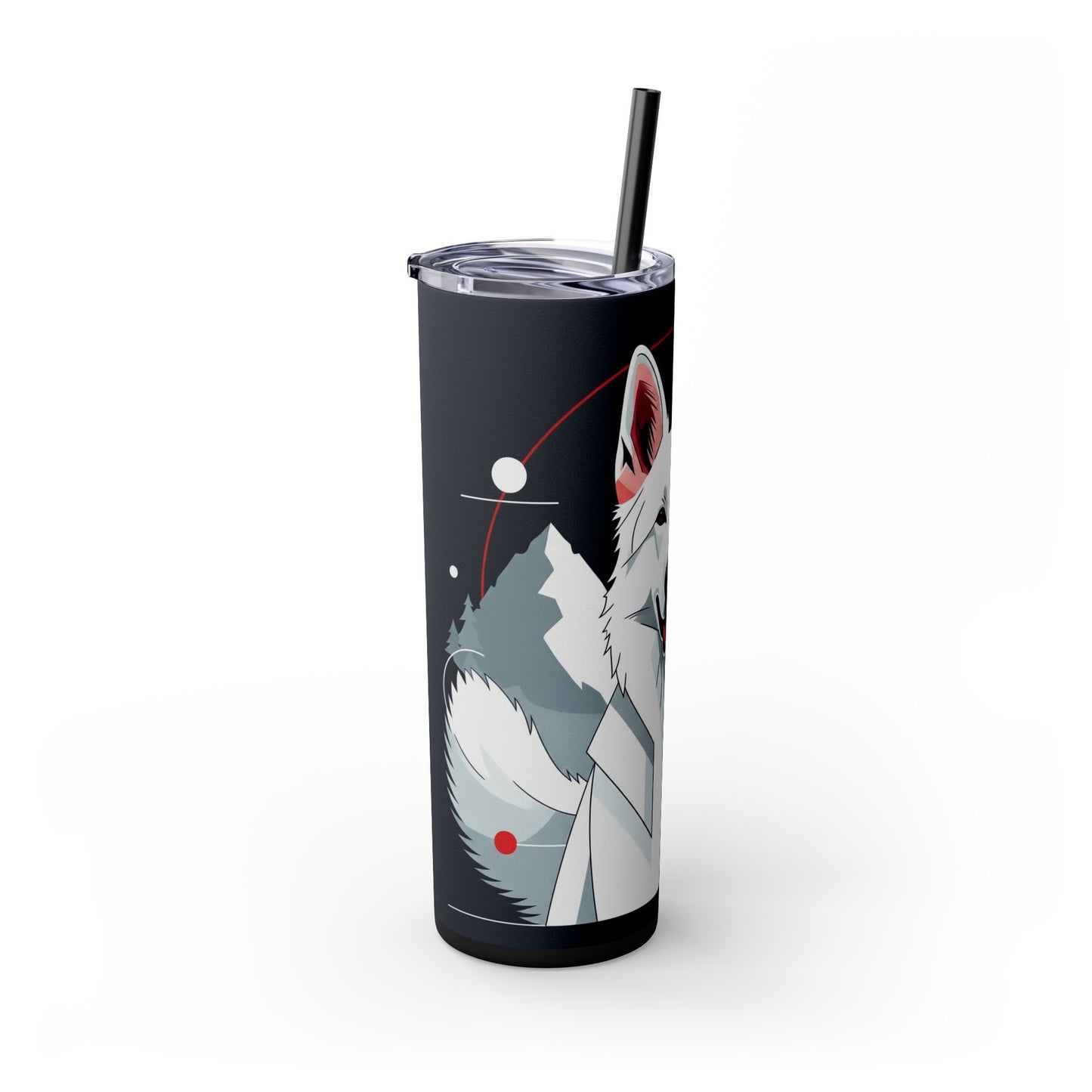 White Swiss Shepherd Dog Skinny Tumbler with Straw, 20oz