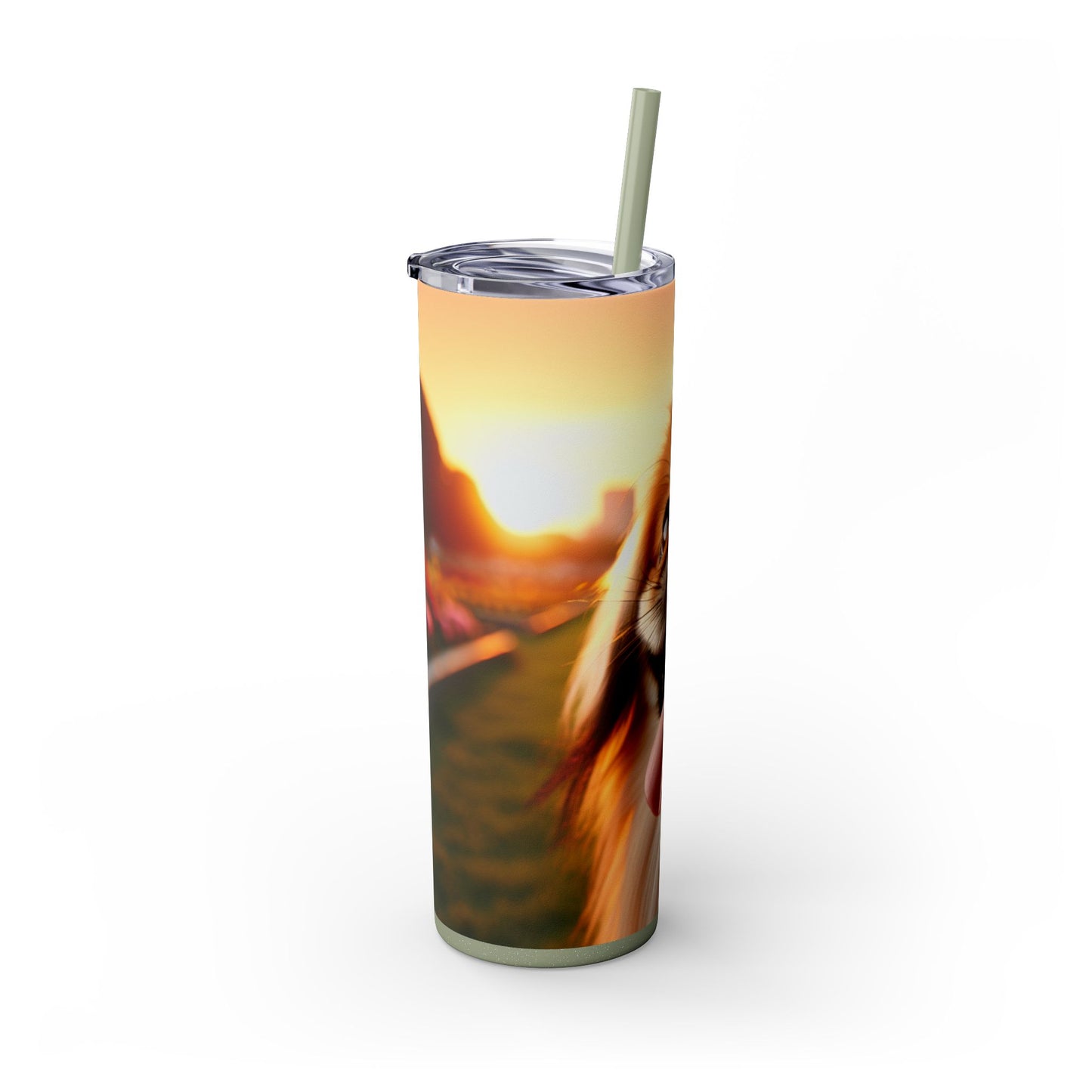 Pekingese Skinny Tumbler with Straw, 20oz