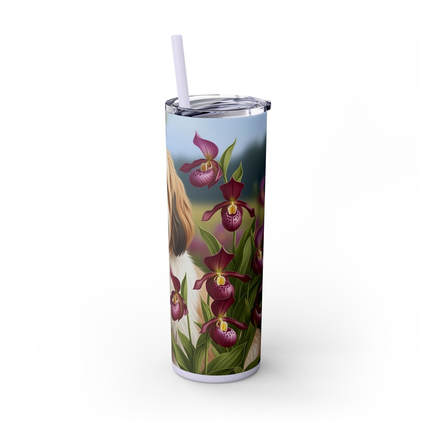 Lhasa Apso Skinny Tumbler with Straw, 20oz