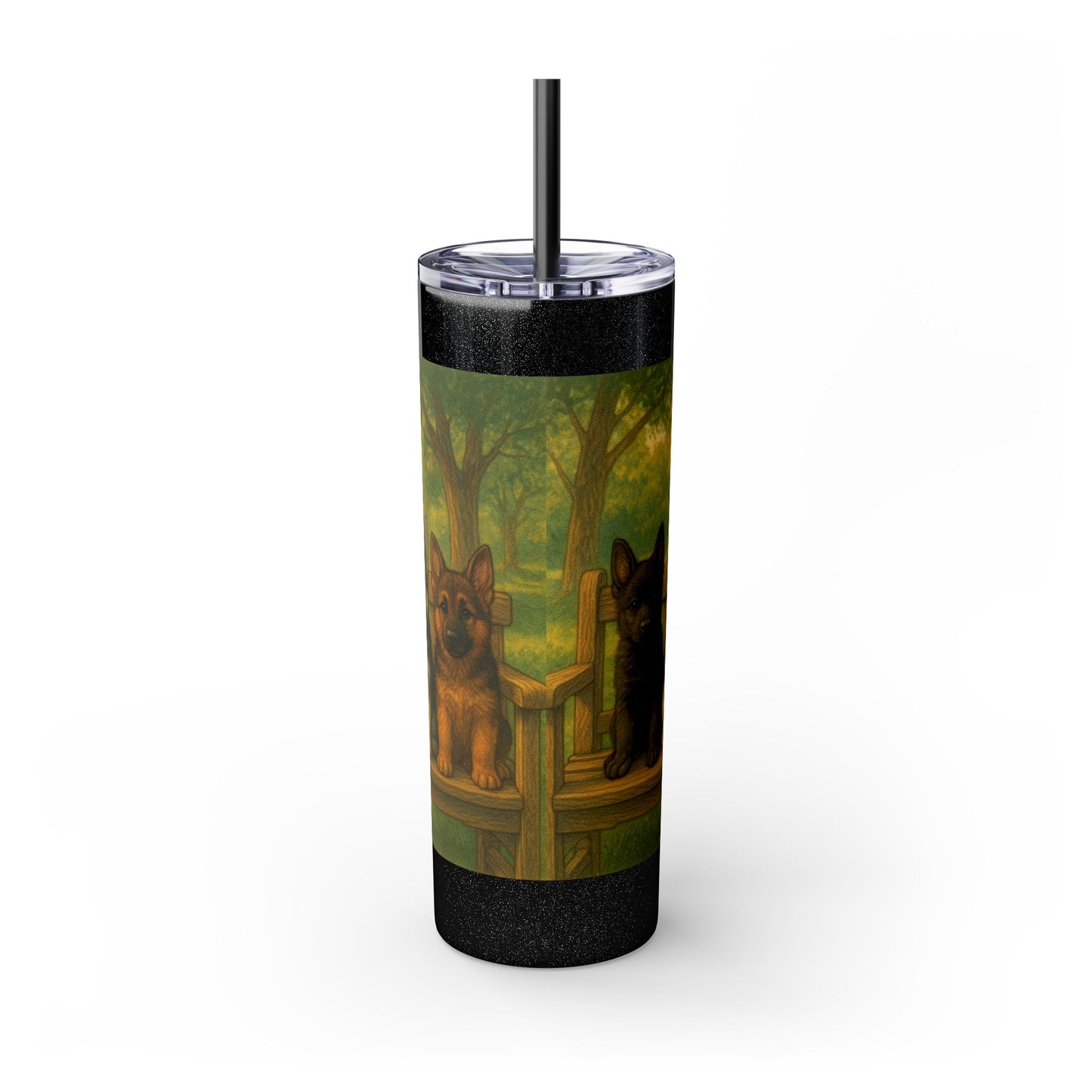 German Shepherd puppies Tumbler with Straw, 20oz