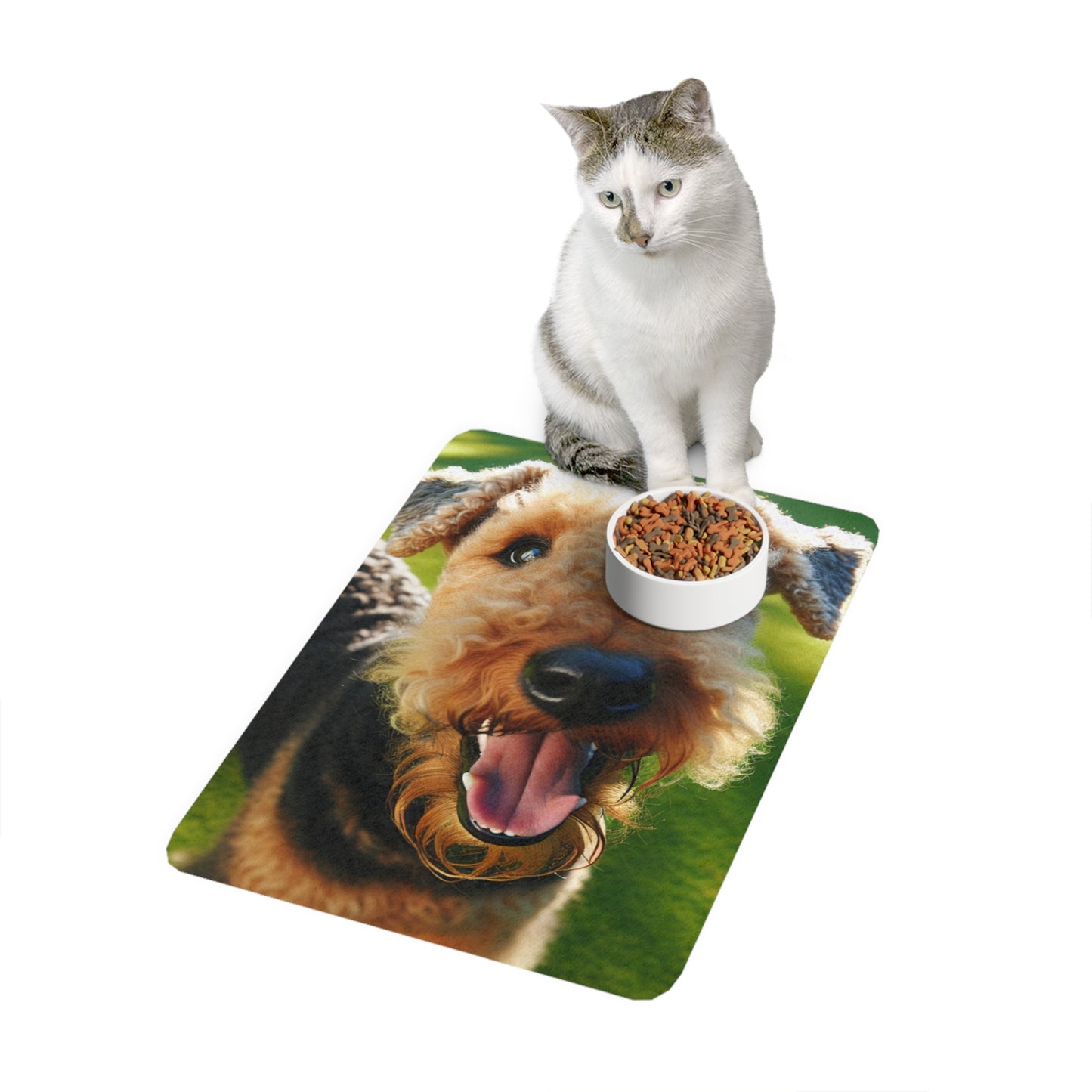 Vertical Pet Food Mat (12x18) - Airedale Terrier