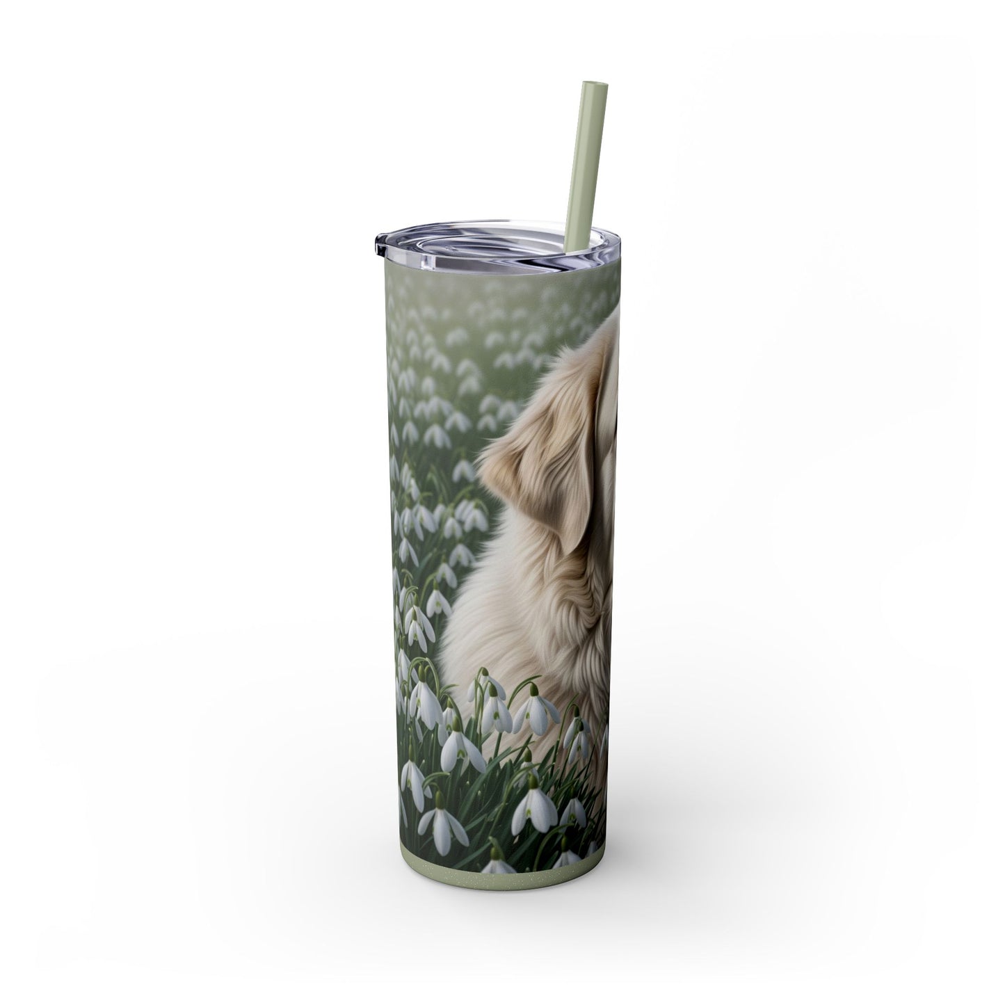 Pyrenean Mastiff Skinny Tumbler with Straw, 20oz
