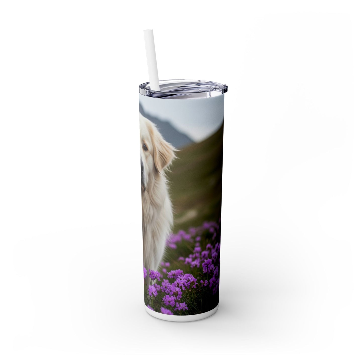 Pyrenean Mountain Dog Skinny Tumbler with Straw, 20oz
