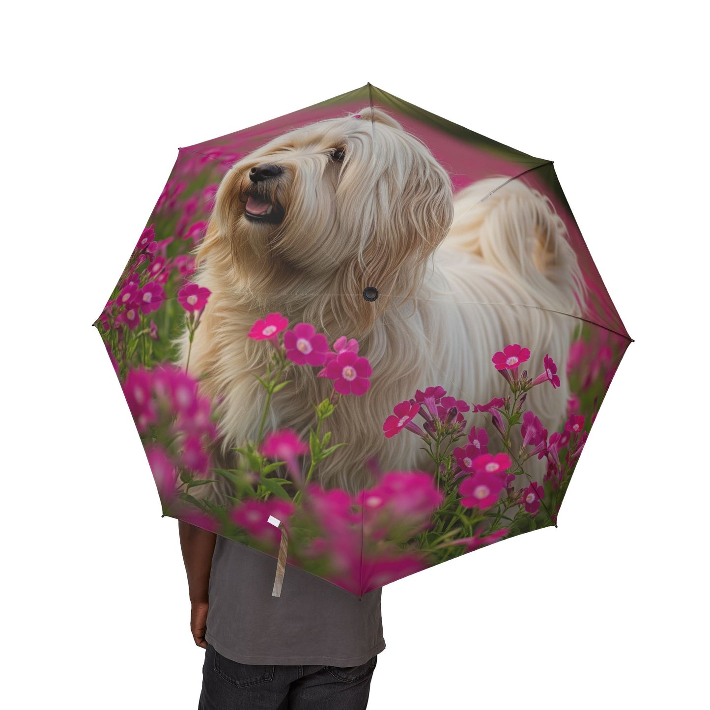 Tibetan Terrier Semi-Automatic Foldable Umbrella