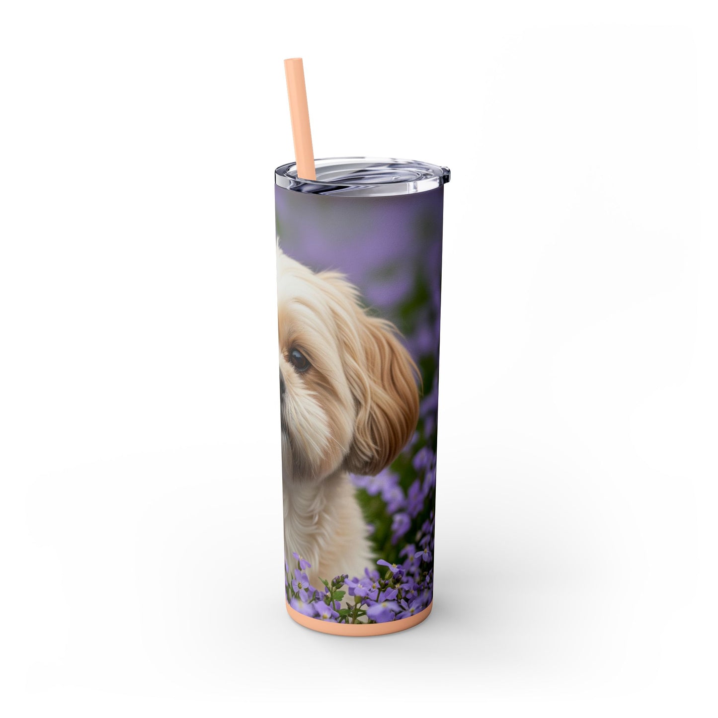 Shih-poo Skinny Tumbler with Straw, 20oz