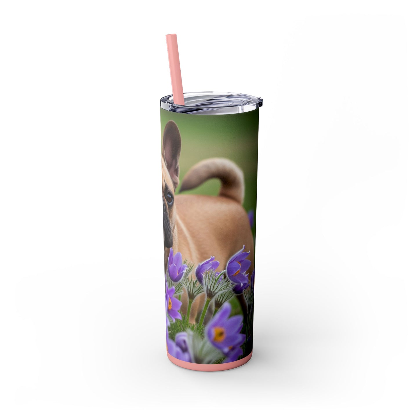 French Bulldog Skinny Tumbler with Straw, 20oz