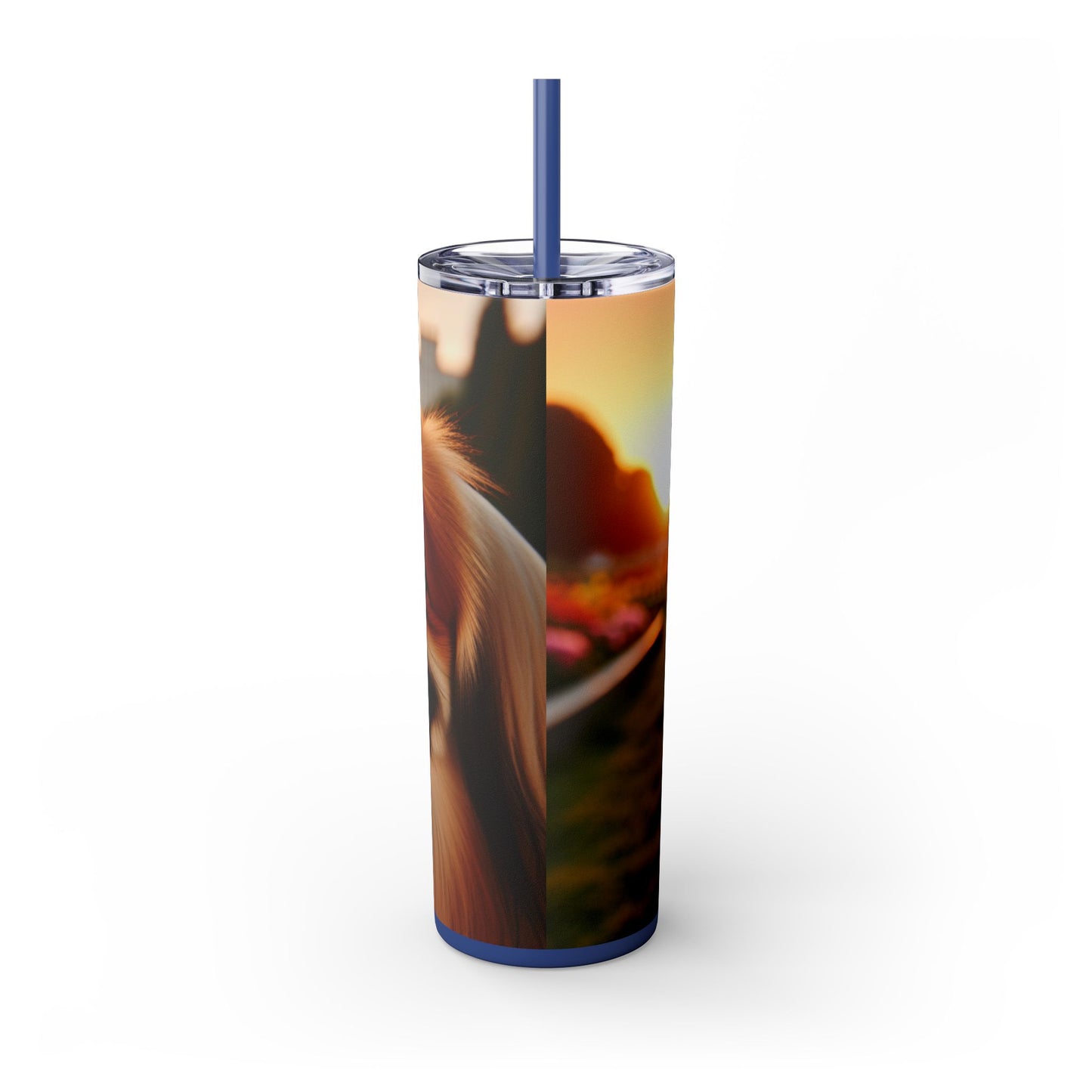 Pekingese Skinny Tumbler with Straw, 20oz