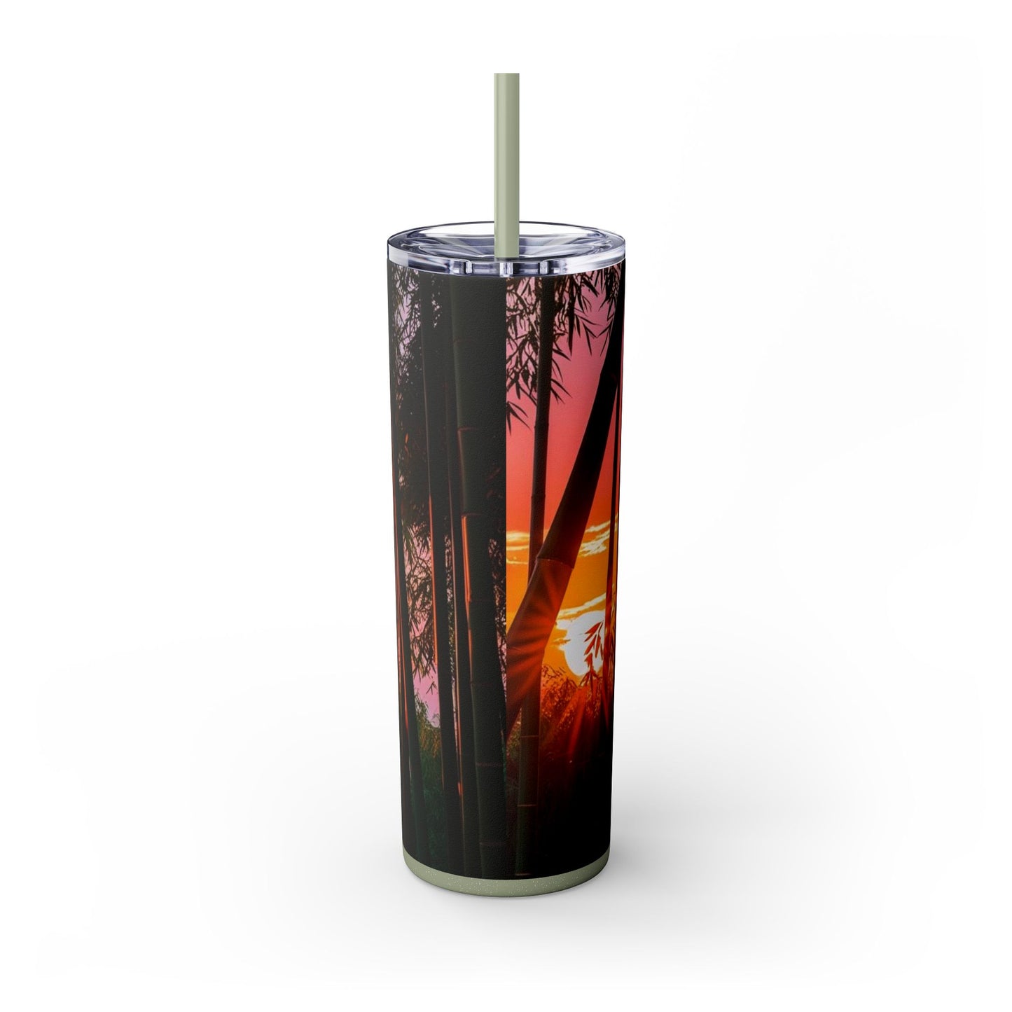 Bamboo Forest Sunrise Skinny Tumbler with Straw, 20oz