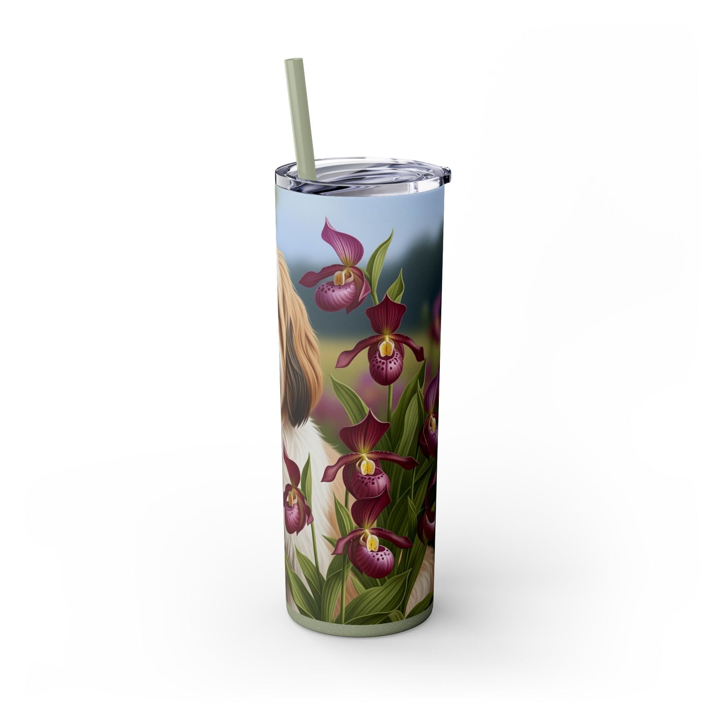 Lhasa Apso Skinny Tumbler with Straw, 20oz