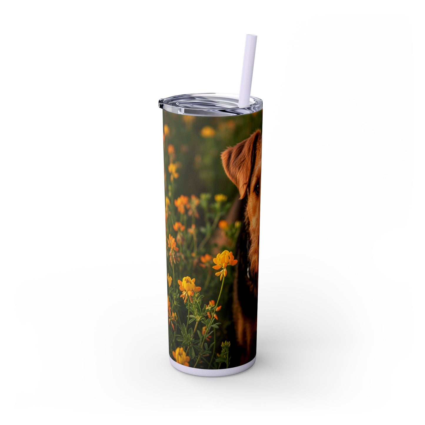 Airedale Terrier Skinny Tumbler with Straw, 20oz