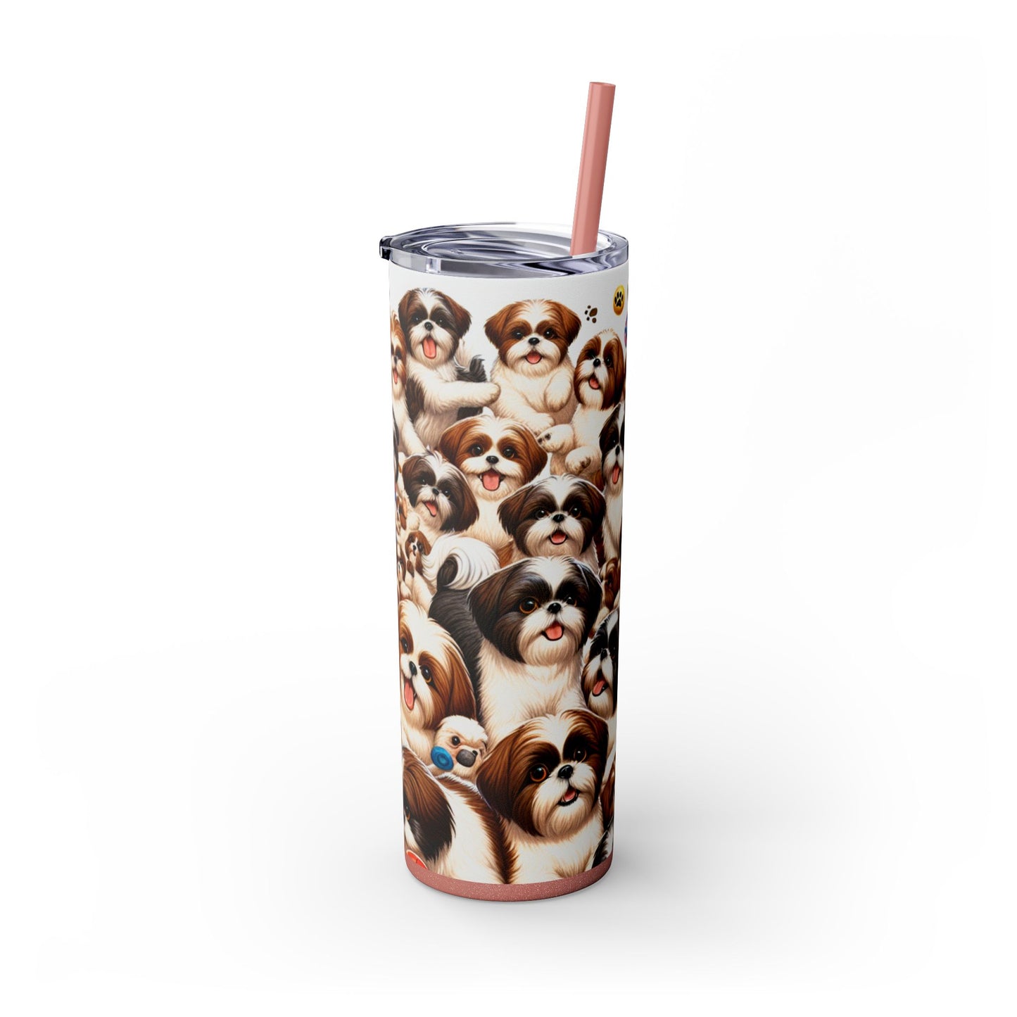 Shih Tzu Skinny Tumbler with Straw, 20oz