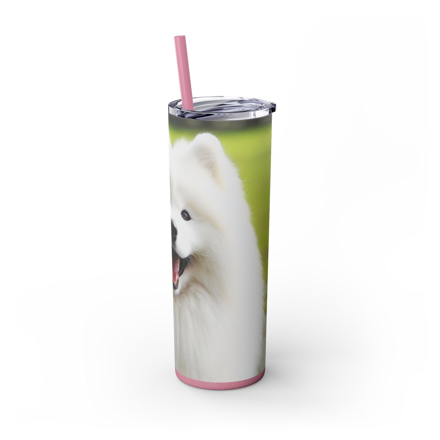 Samoyed Skinny Tumbler with Straw, 20oz
