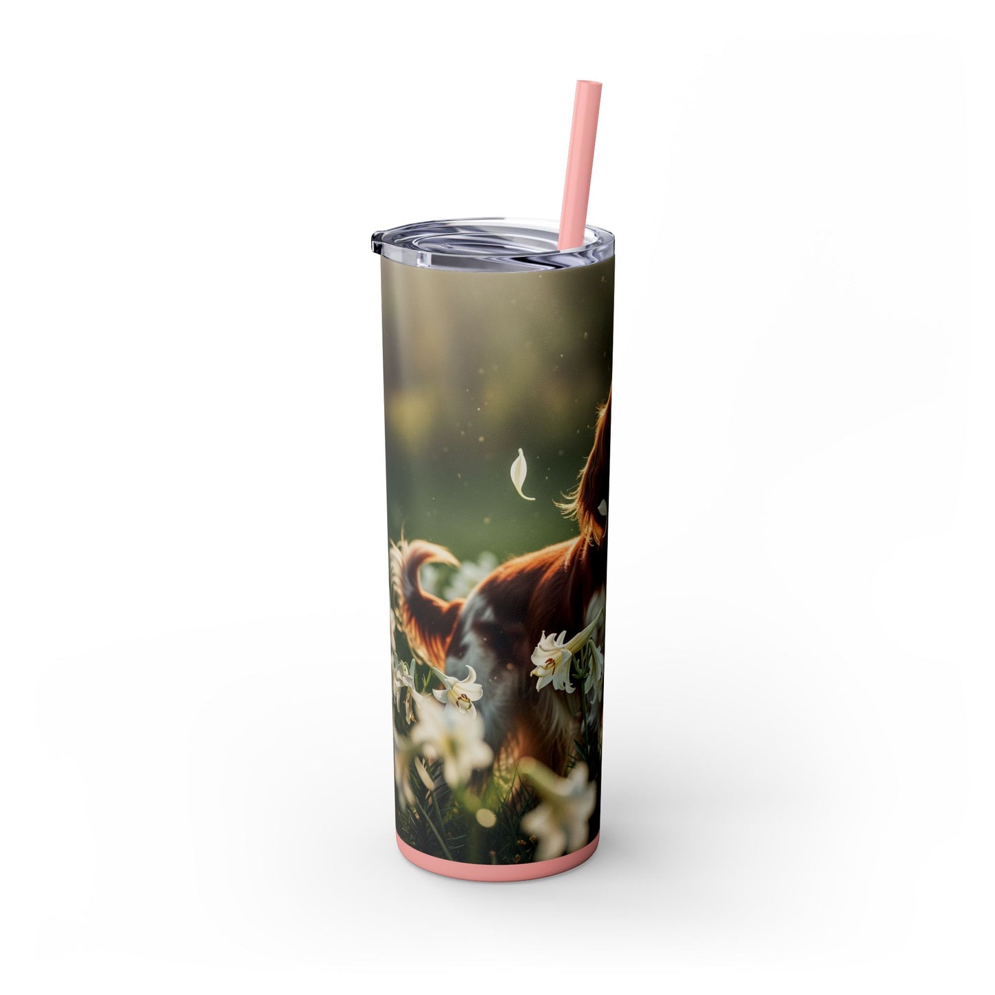 Irish Red and White Setter Tumbler with Straw, 20oz