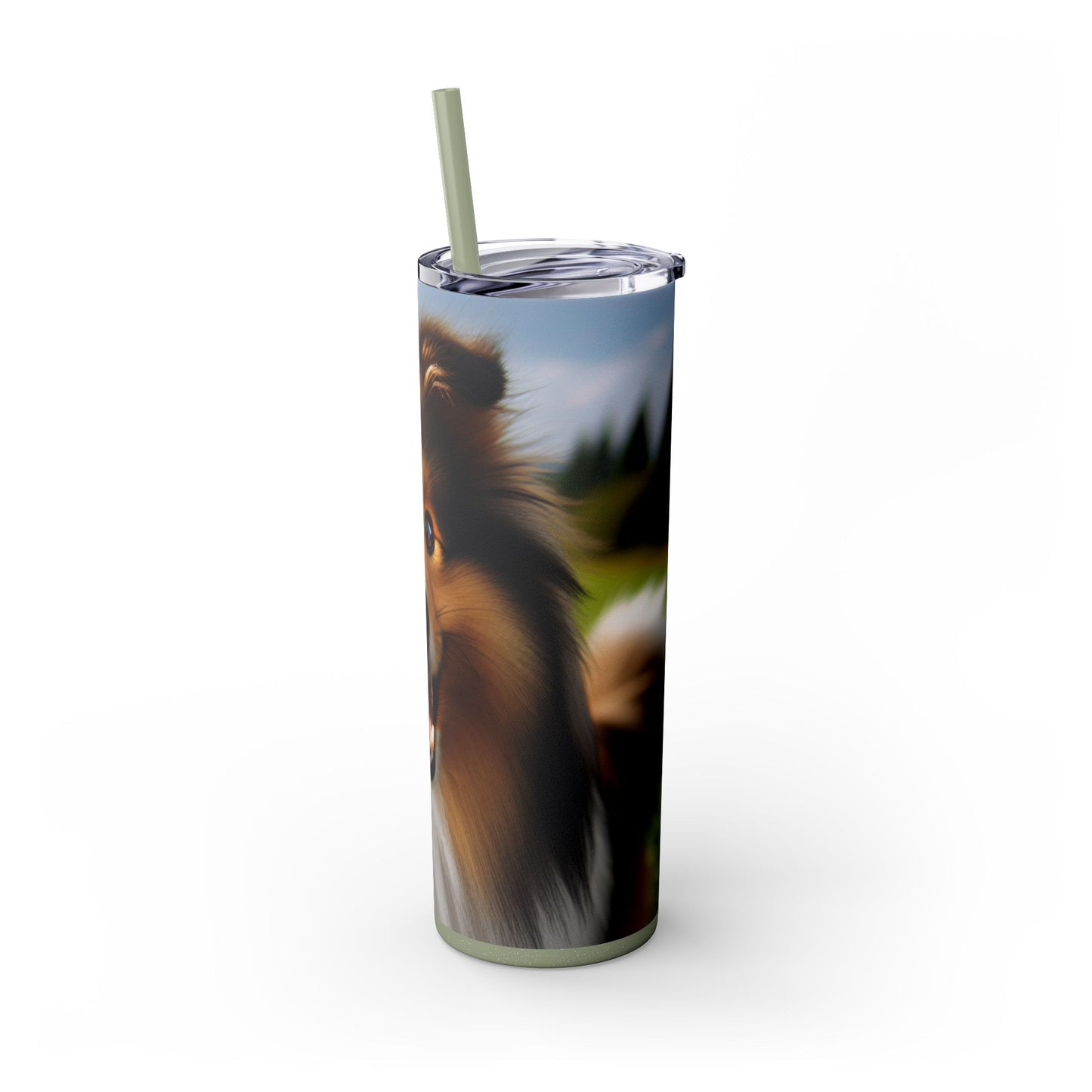 Shetland Sheepdog Skinny Tumbler with Straw, 20oz