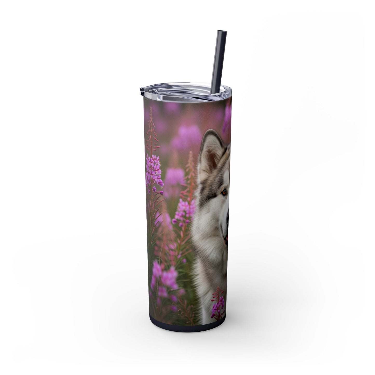 Alaskan Malamute Skinny Tumbler with Straw, 20oz