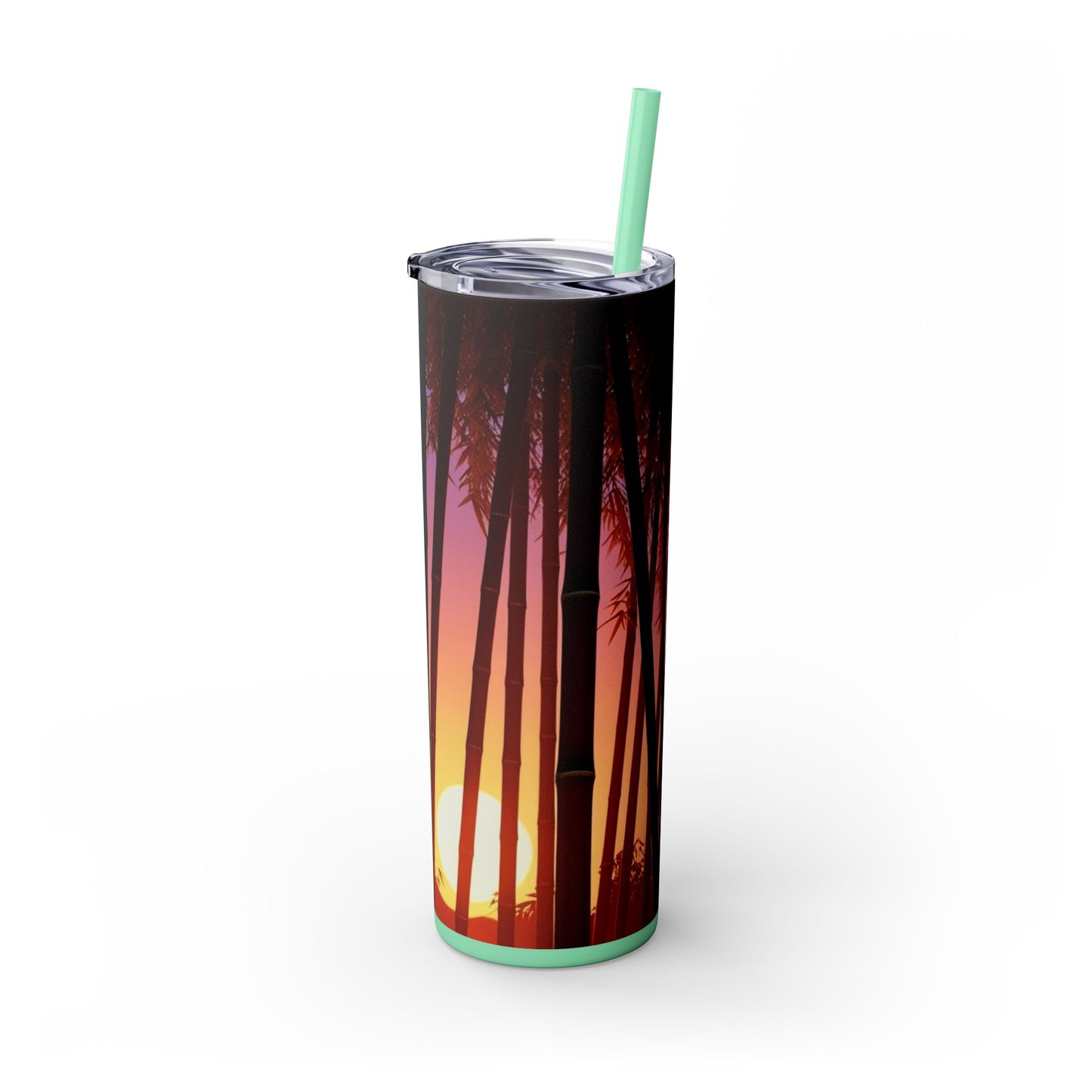 Bamboo Forest Sunrise Skinny Tumbler with Straw, 20oz