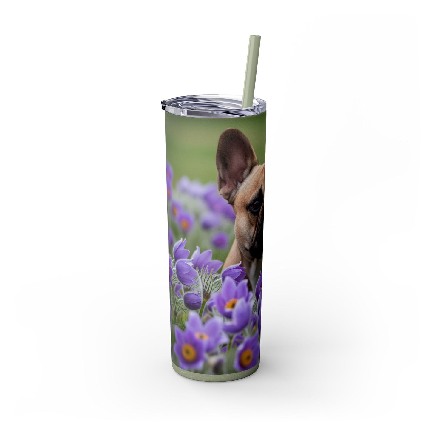 French Bulldog Skinny Tumbler with Straw, 20oz