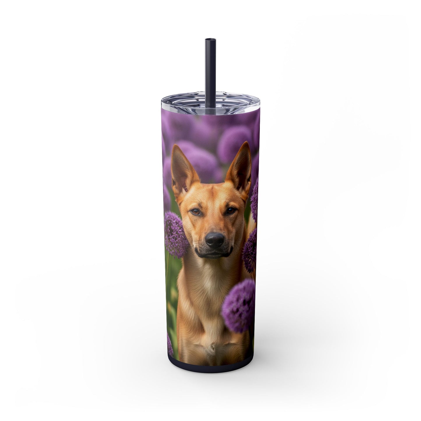 Canaan Dog Skinny Tumbler with Straw, 20oz