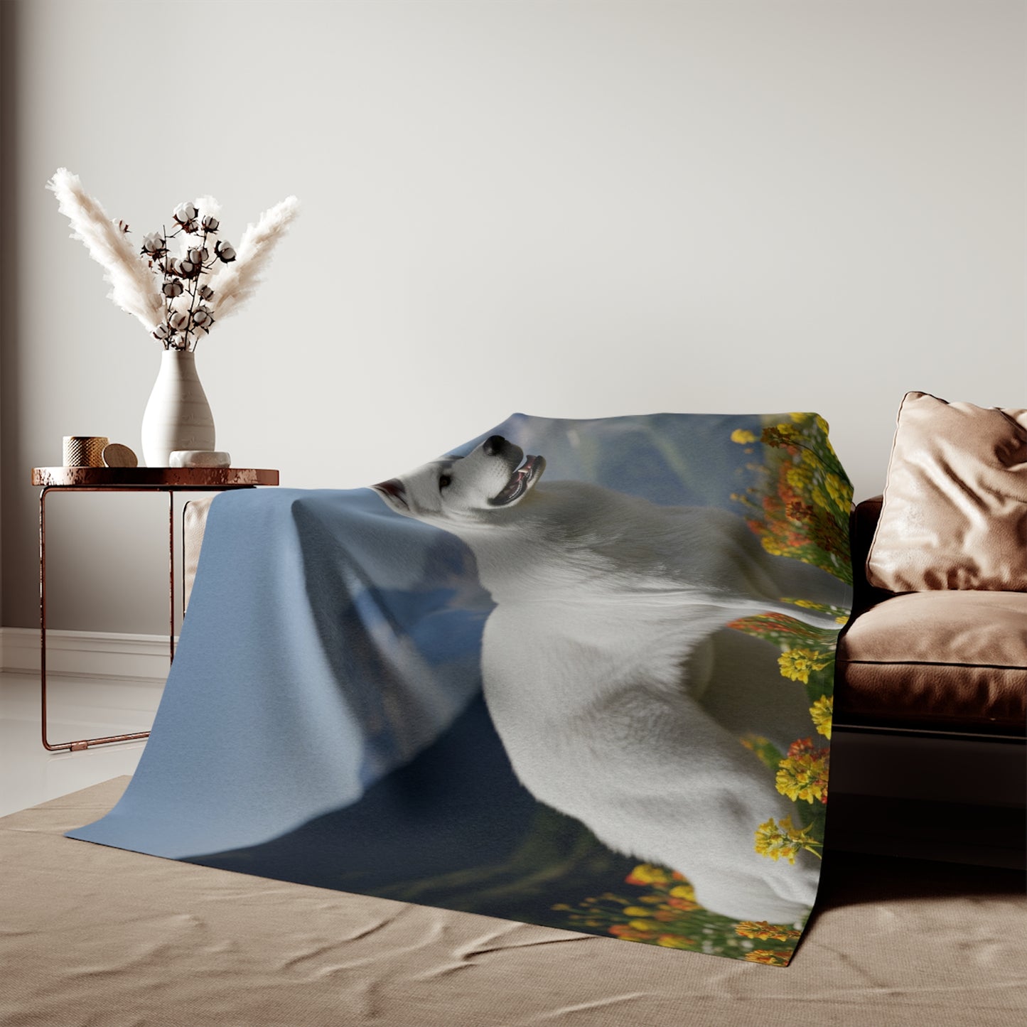 White Swiss Shepherd Dog Sweatshirt Blanket