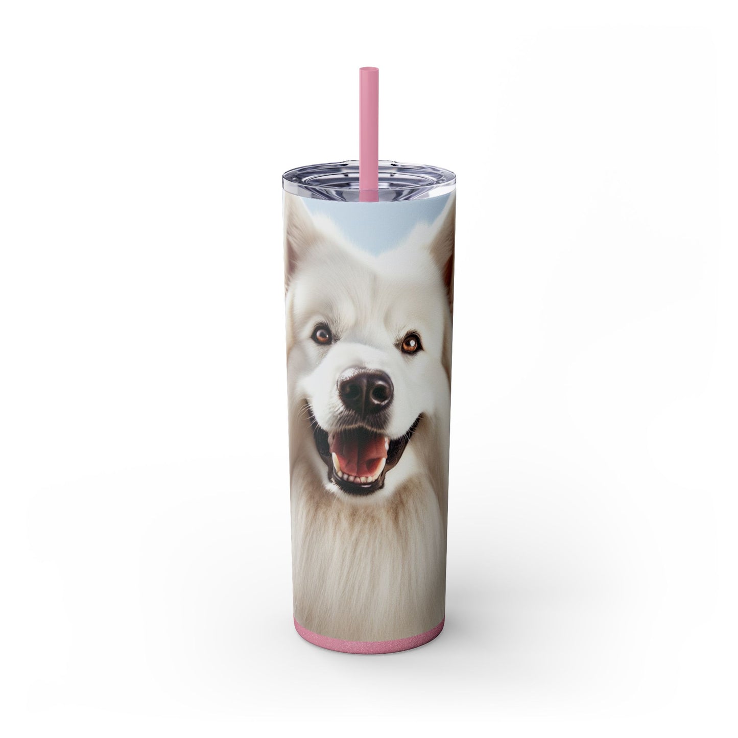 White Swiss Shepherd Dog Skinny Tumbler with Straw, 20oz