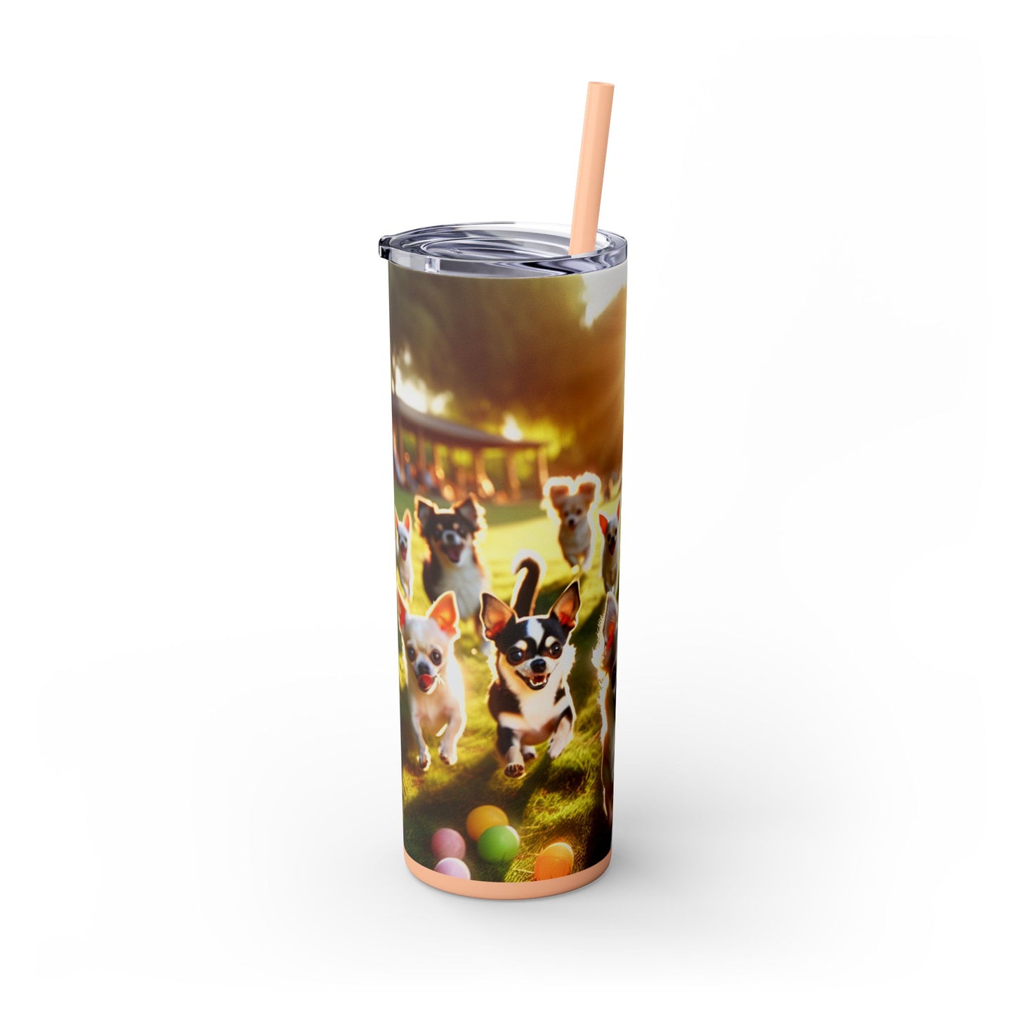 Chihuahua Skinny Tumbler with Straw, 20oz