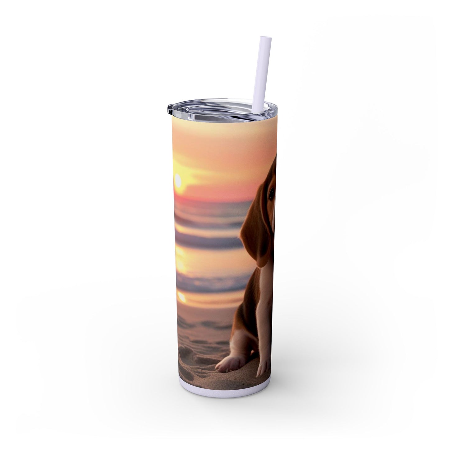 Beagle Love Skinny Tumbler with Straw, 20oz