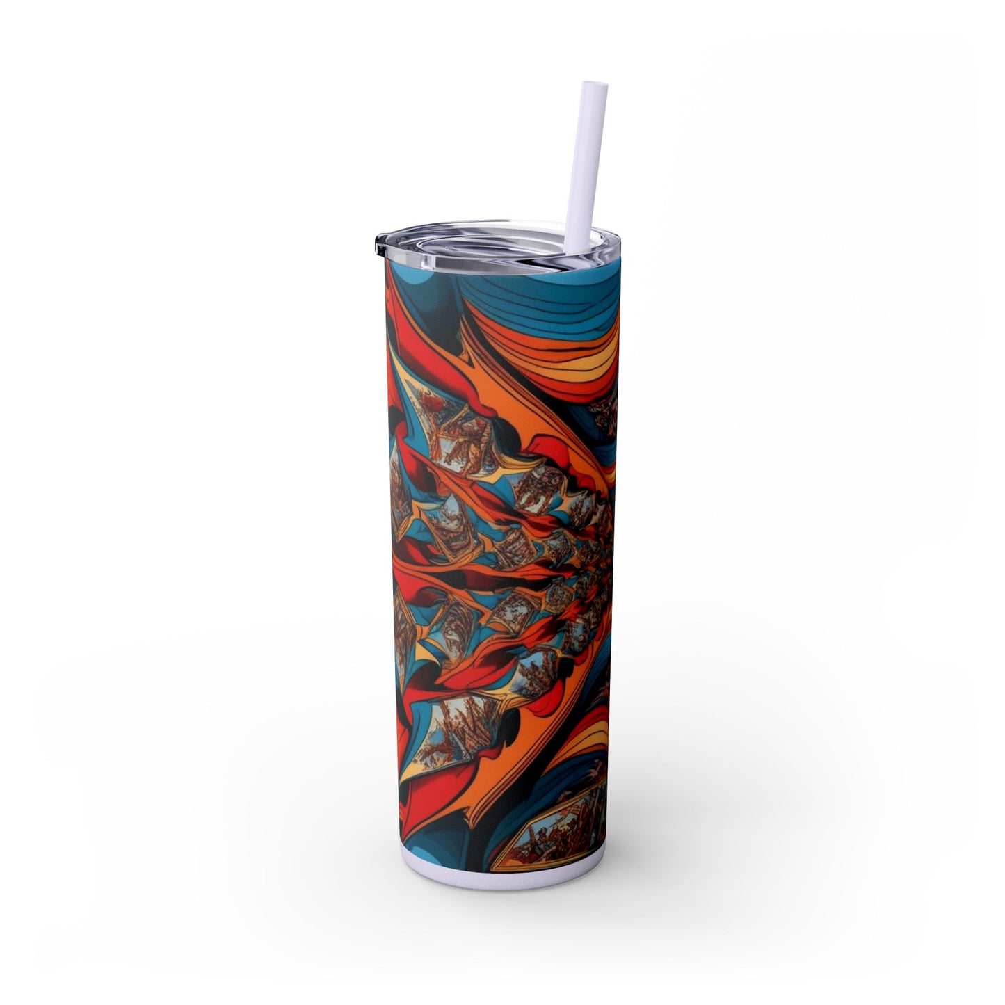 Optical Illusion Skinny Tumbler with Straw, 20oz