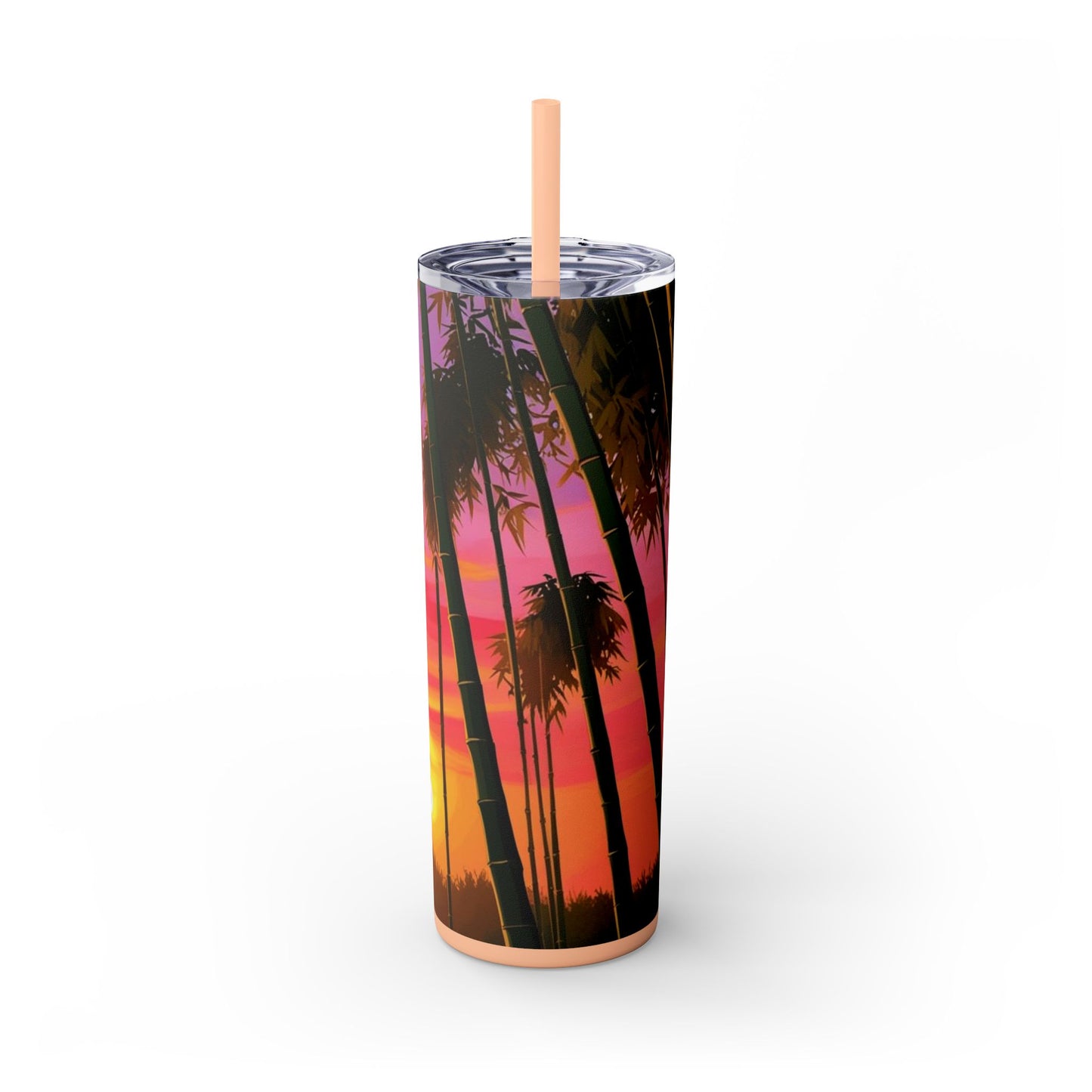 Bamboo Forest Sunrise Skinny Tumbler with Straw, 20oz