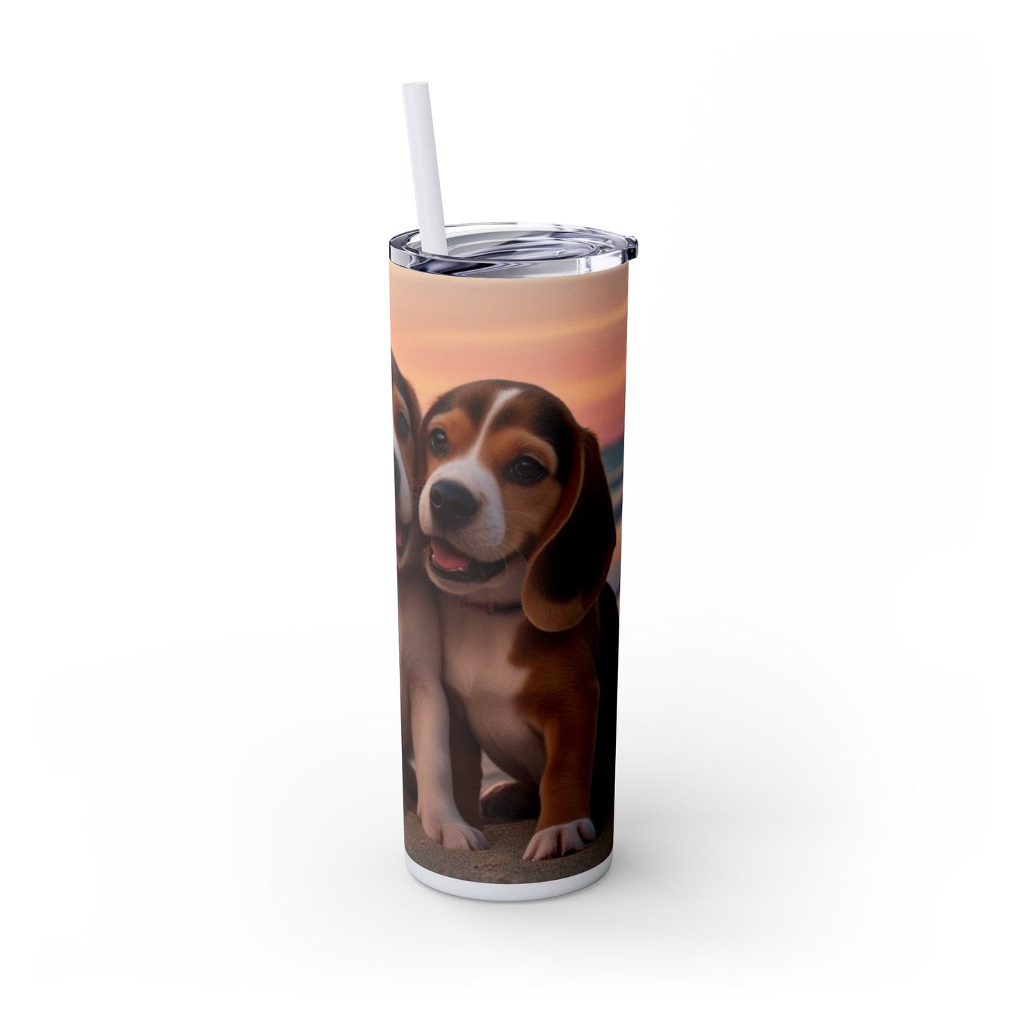 Beagle Love Skinny Tumbler with Straw, 20oz