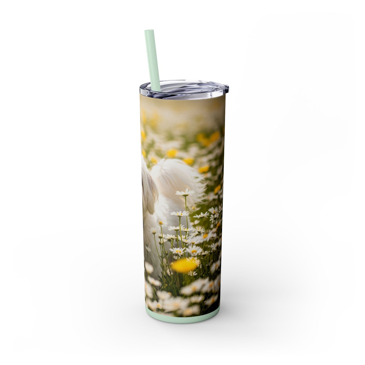 Lowchen Skinny Tumbler with Straw, 20oz