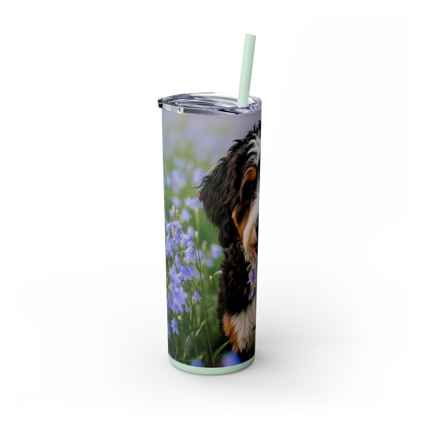Bernedoodle Skinny Tumbler with Straw, 20oz